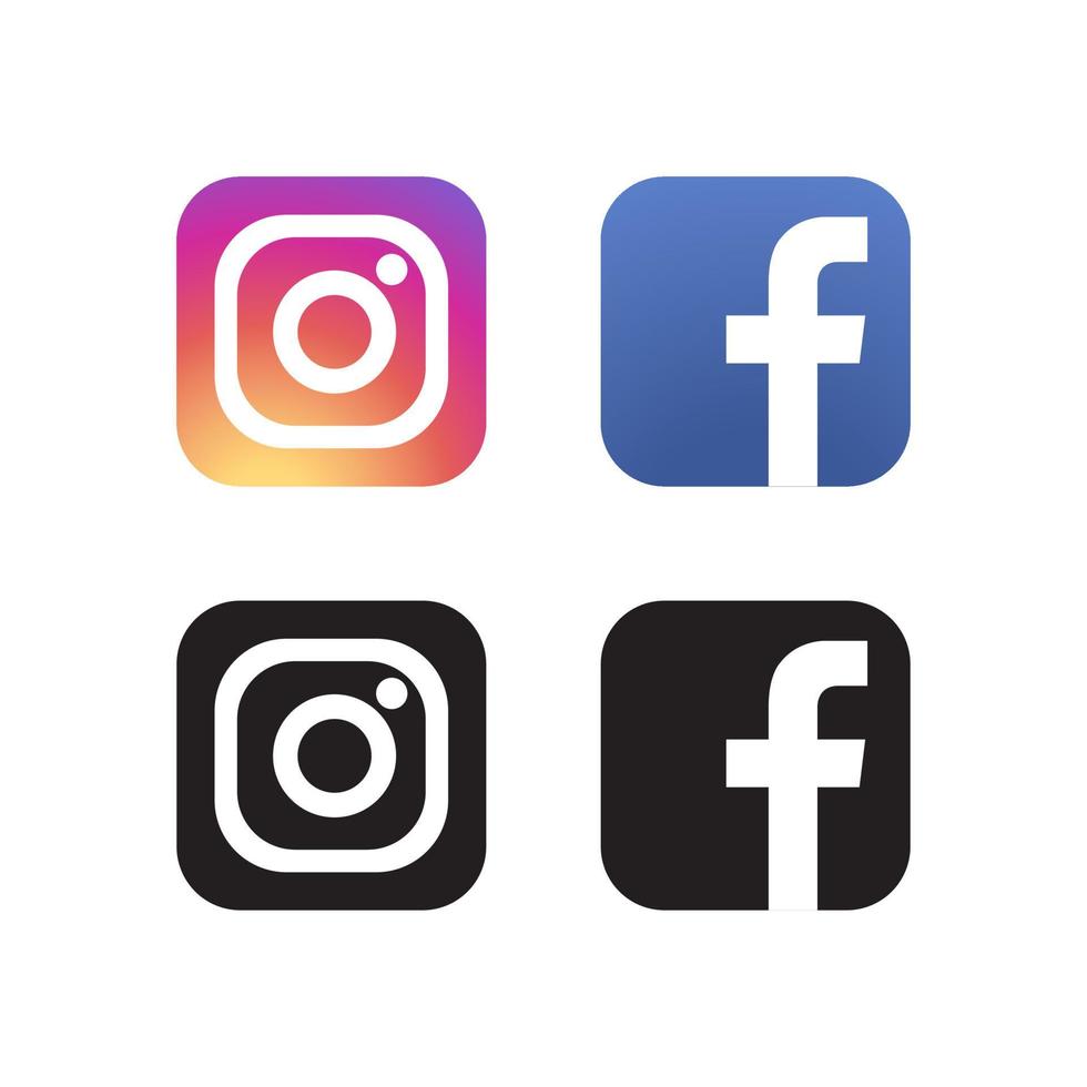 Instagram and Facebook social media icons vector