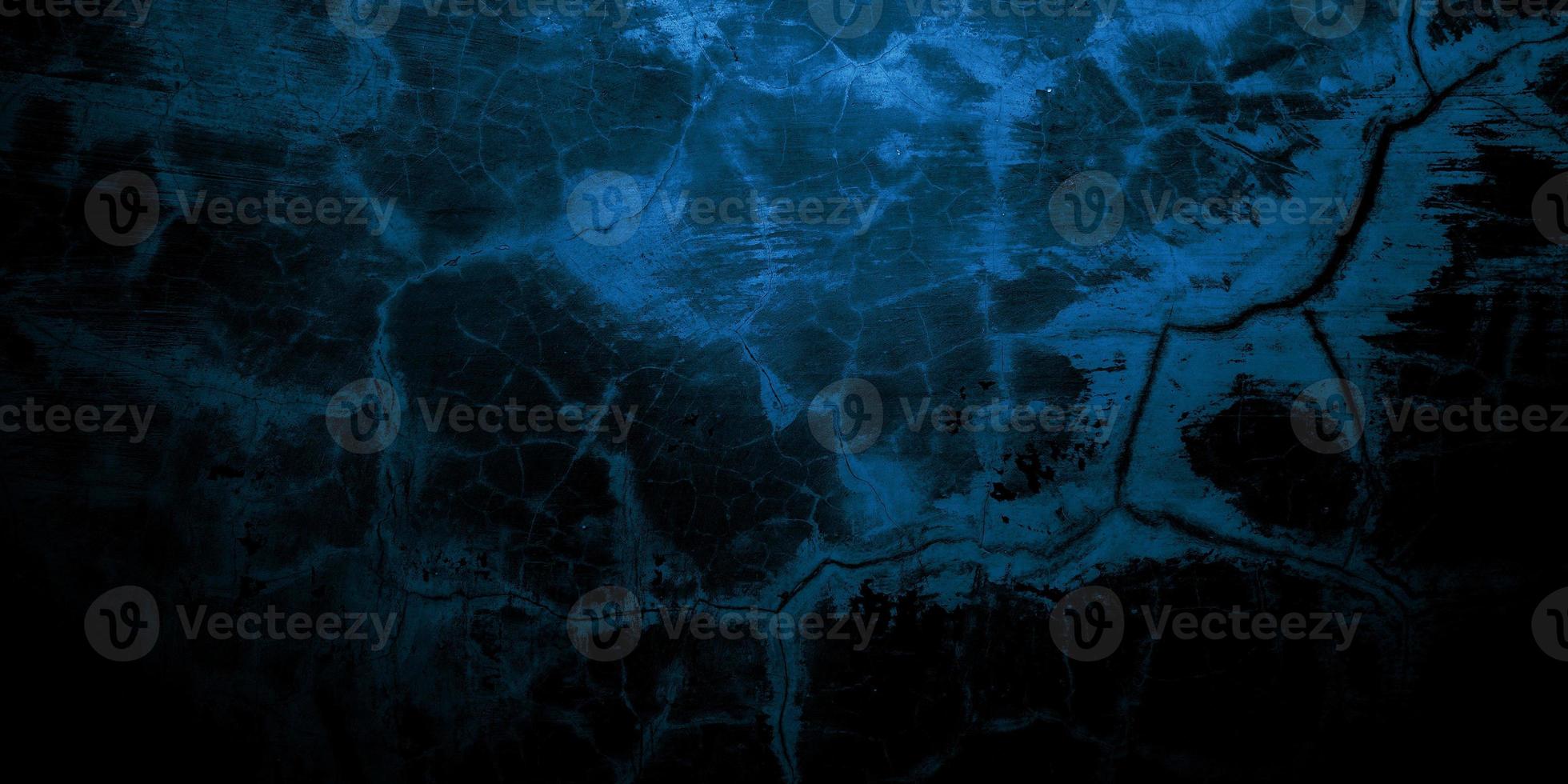 Scary dark blue cracked wall for background photo