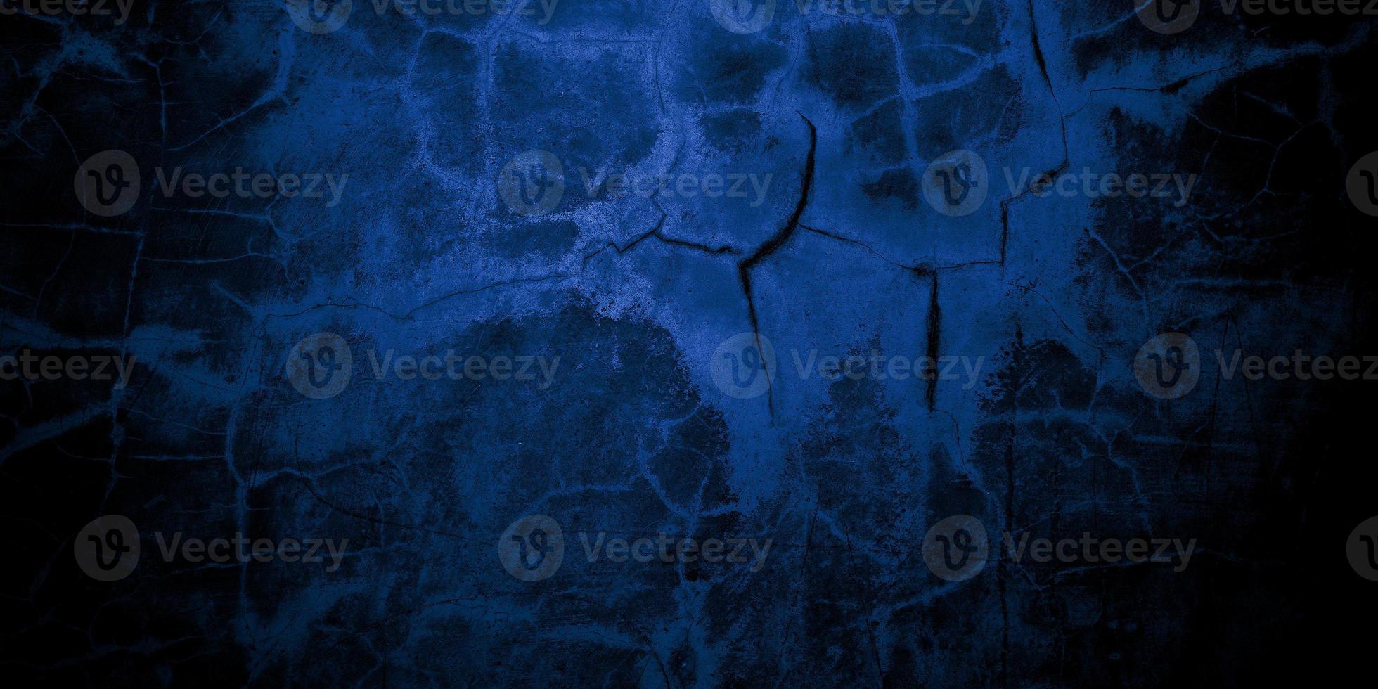 Scary dark blue cracked wall for background photo