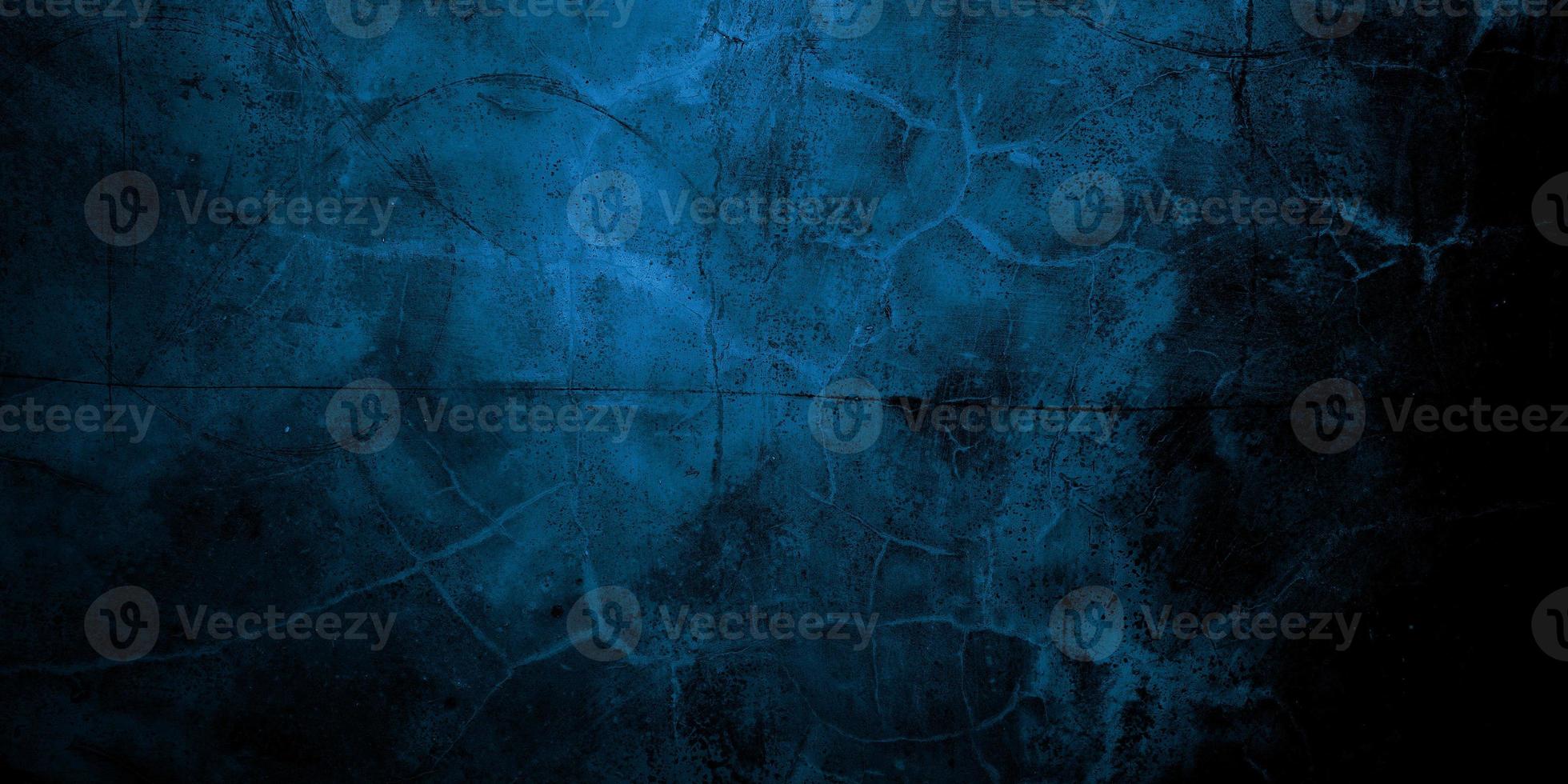 Scary dark blue cracked wall for background photo