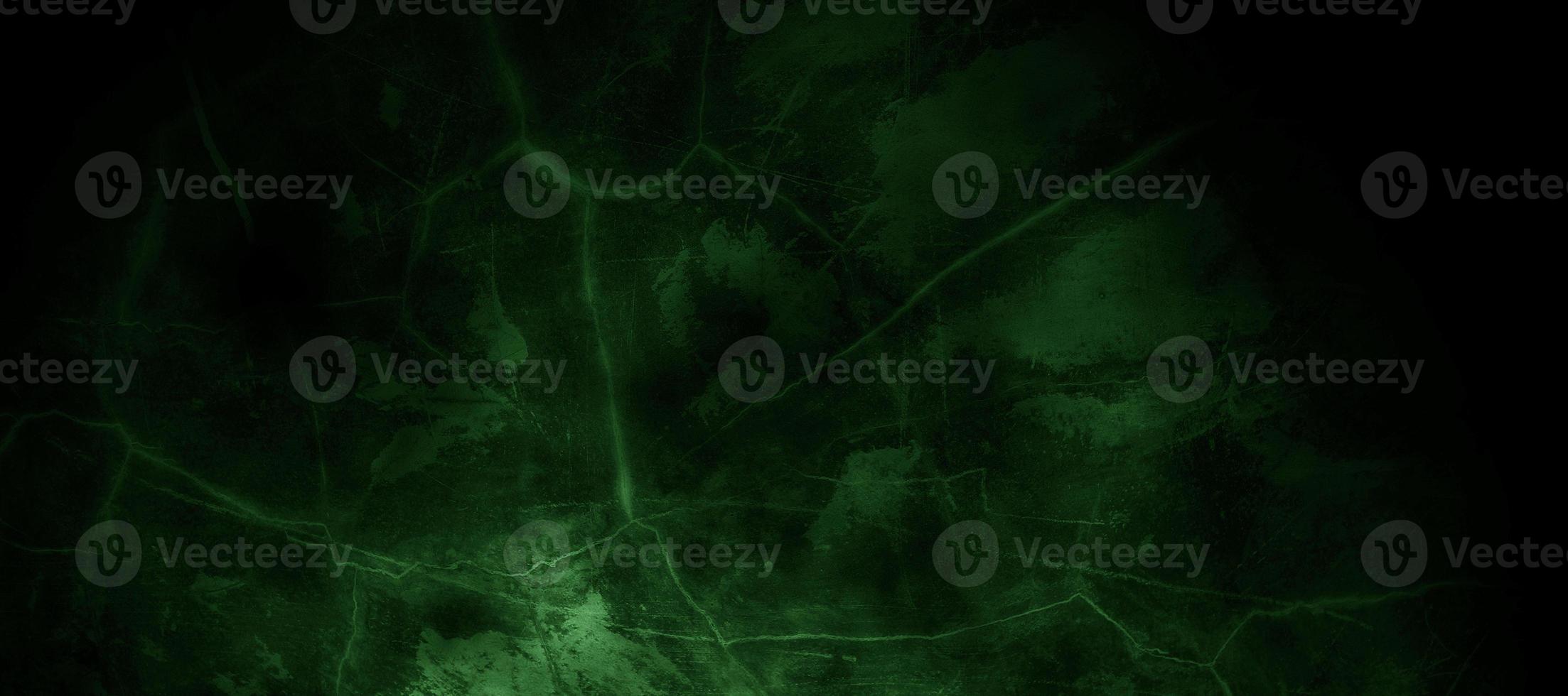 Scary dark green misty cracked wall for background photo