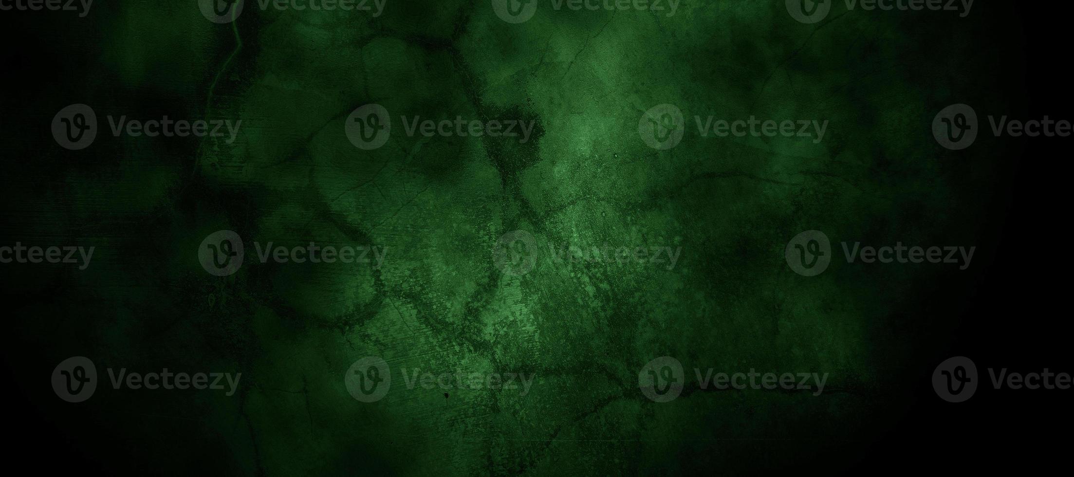 Scary dark green misty cracked wall for background photo