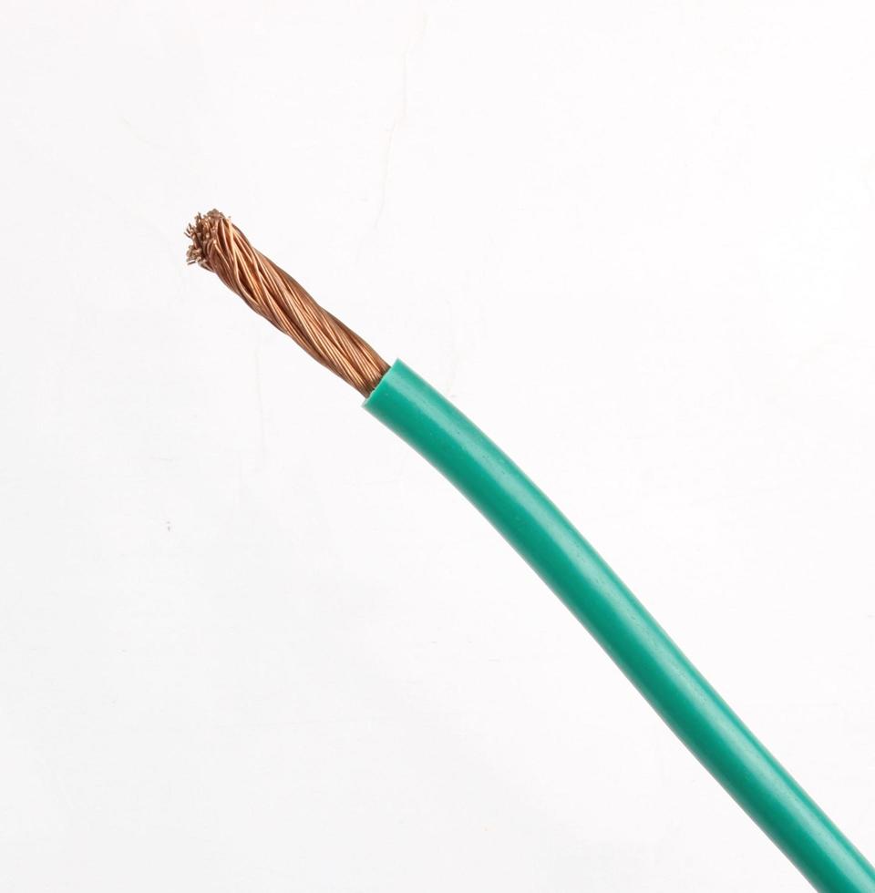 Electric cable on white background photo