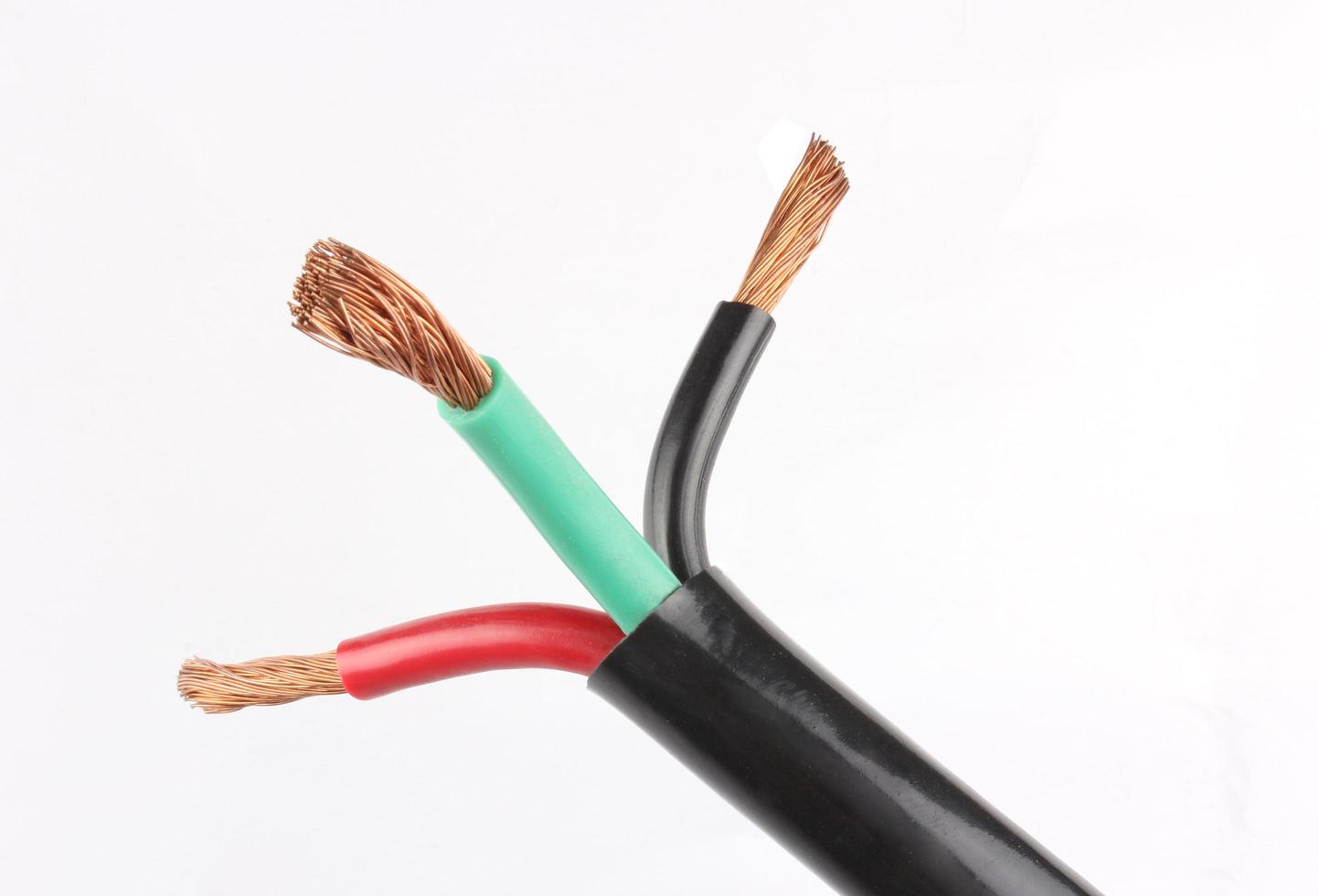 Electric cable on white background photo