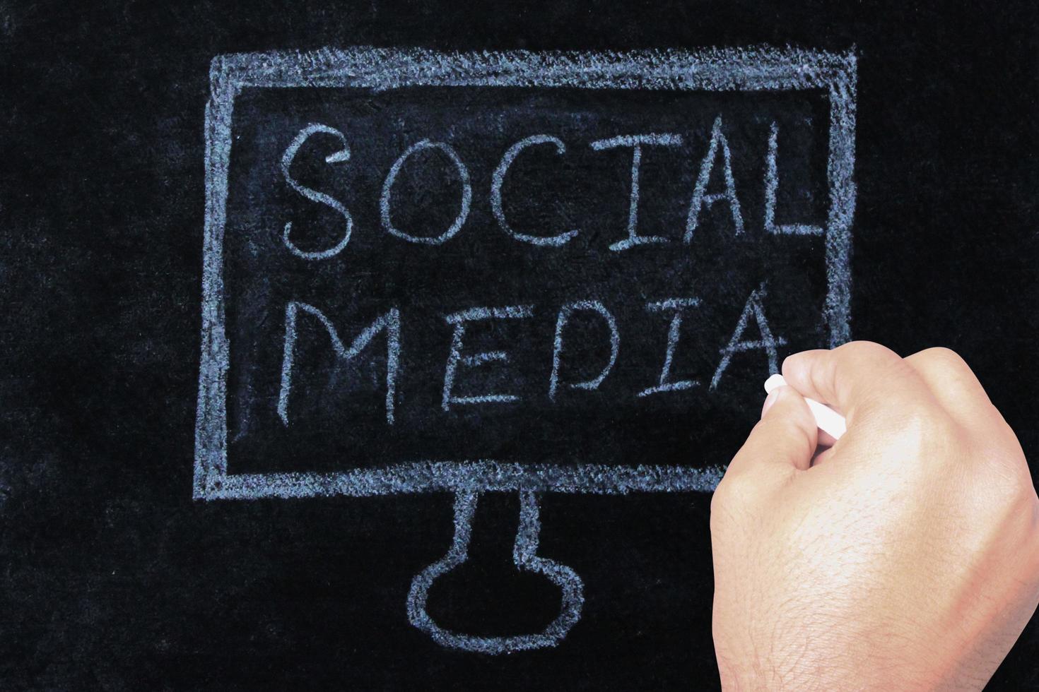 Hand writing social media words on the chalkboard photo