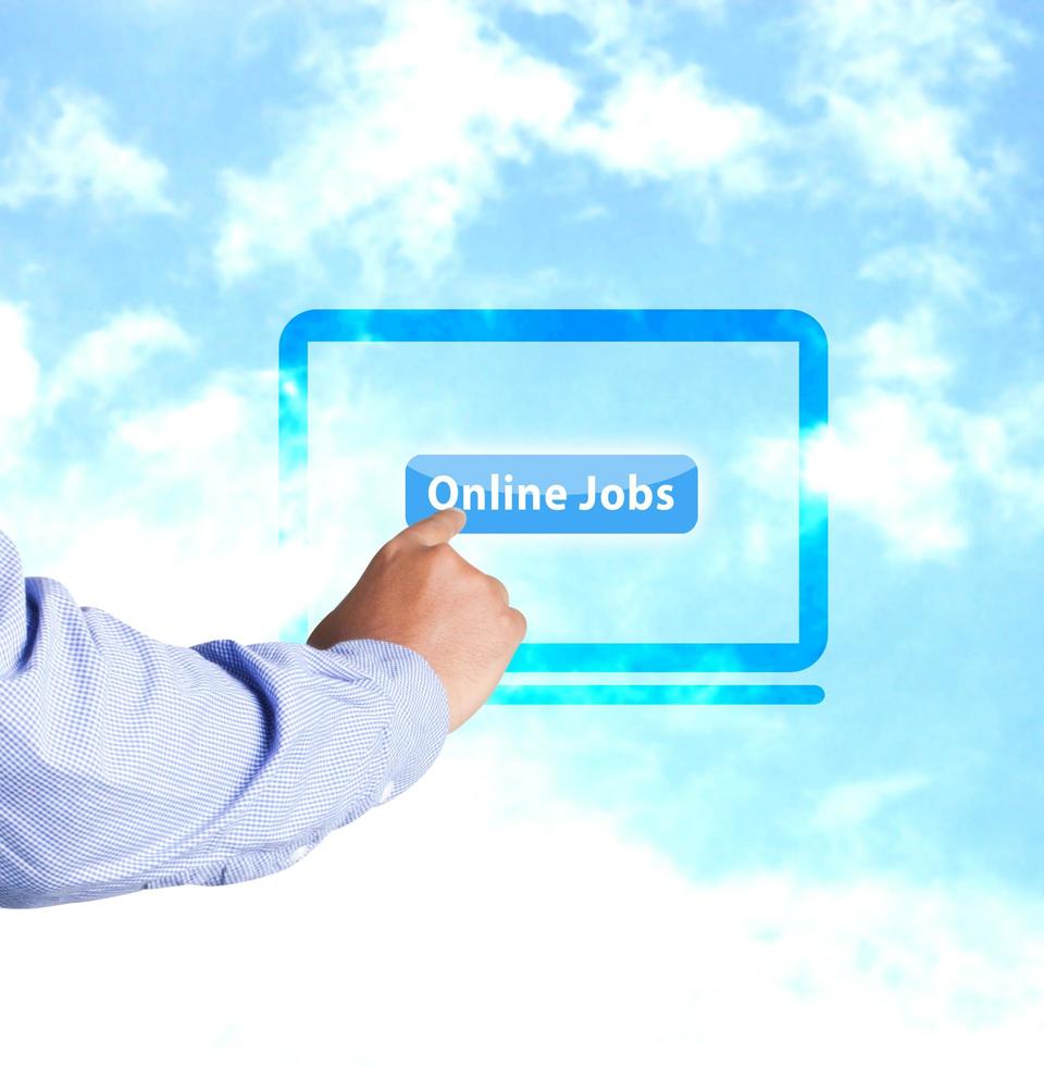 Hand pressing online jobs button photo