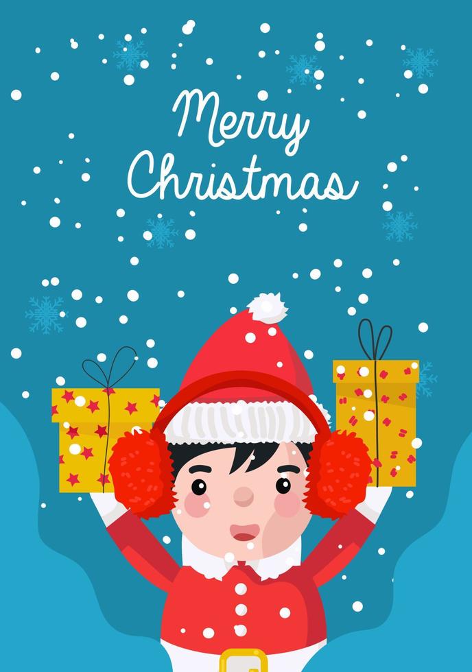 Christmas Elf Card Vector Illustration
