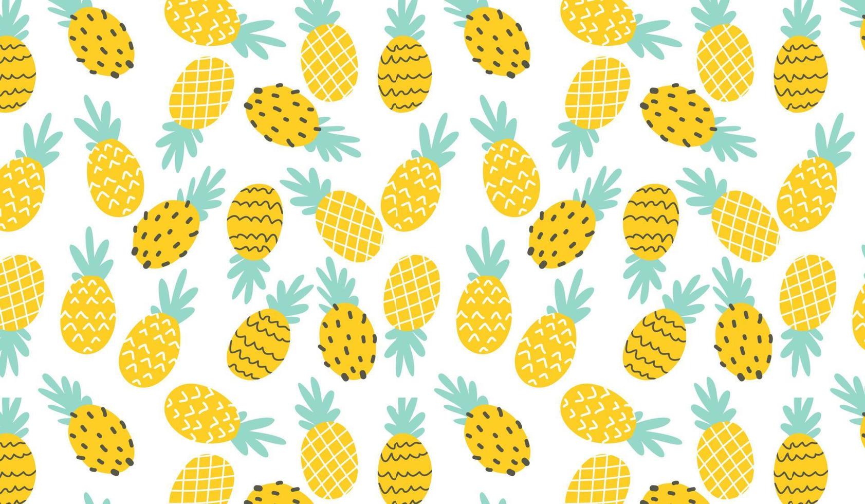 Fondo de pantalla de piña amarilla madura para teléfono. patrón de ilustración de vector de piña sobre fondo blanco aislado.