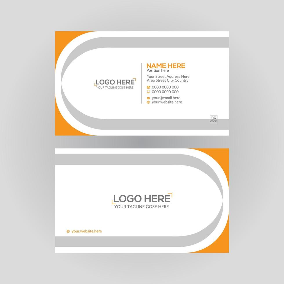 orange colored double sided vector business card design