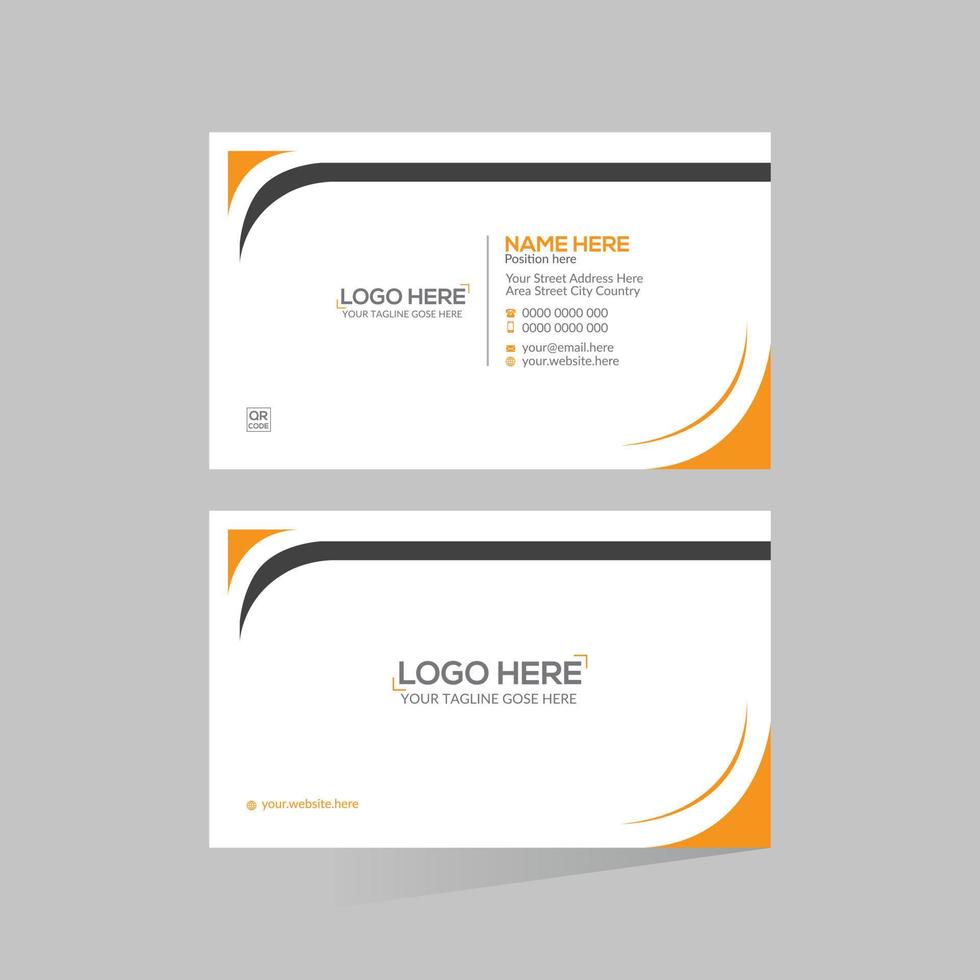 orange colored double sided vector business card design