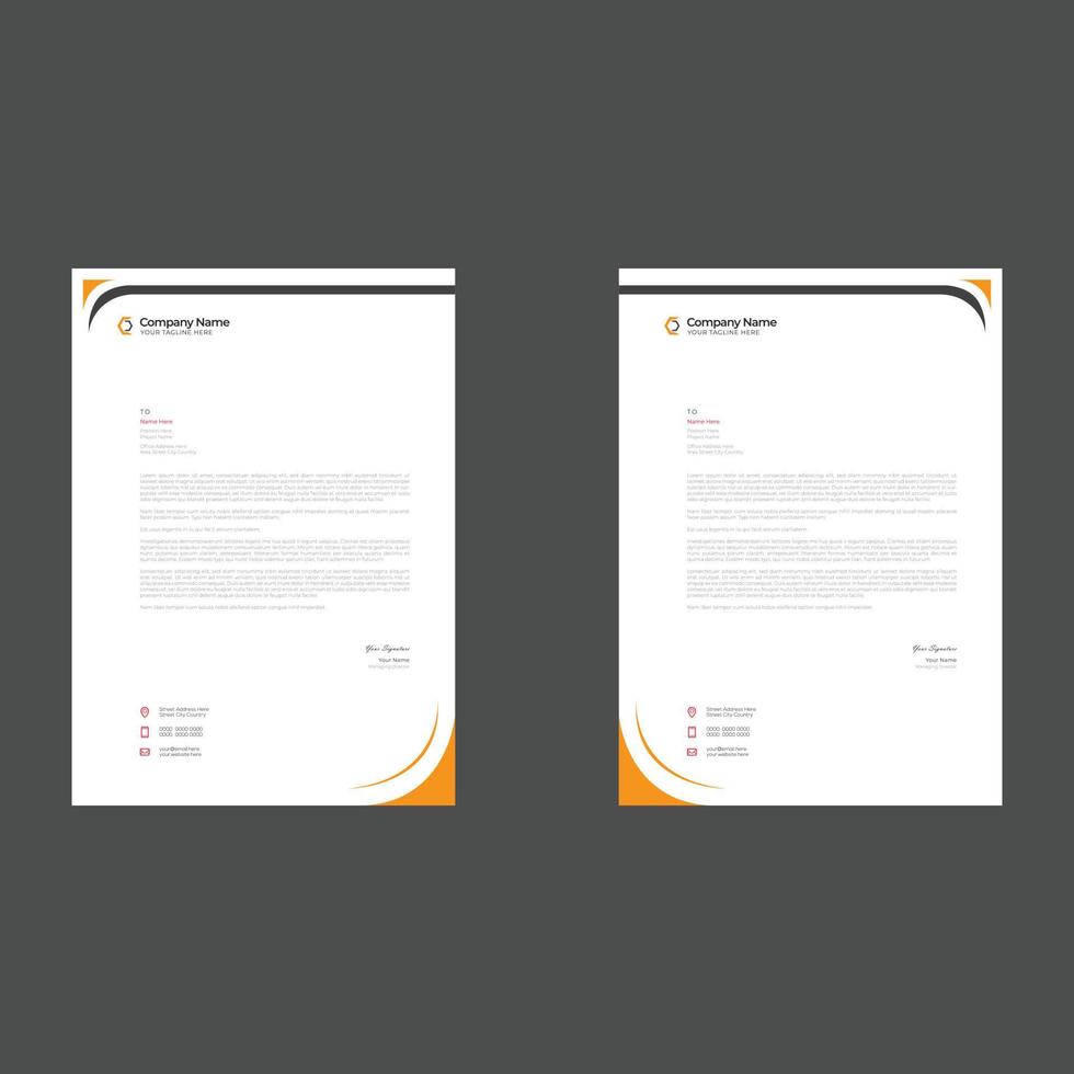 orange colored simple letterhead design vector