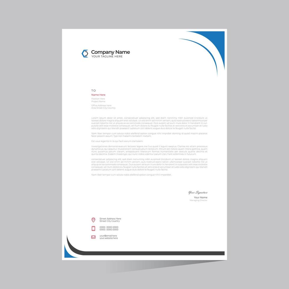 cyan colored simple letterhead design vector