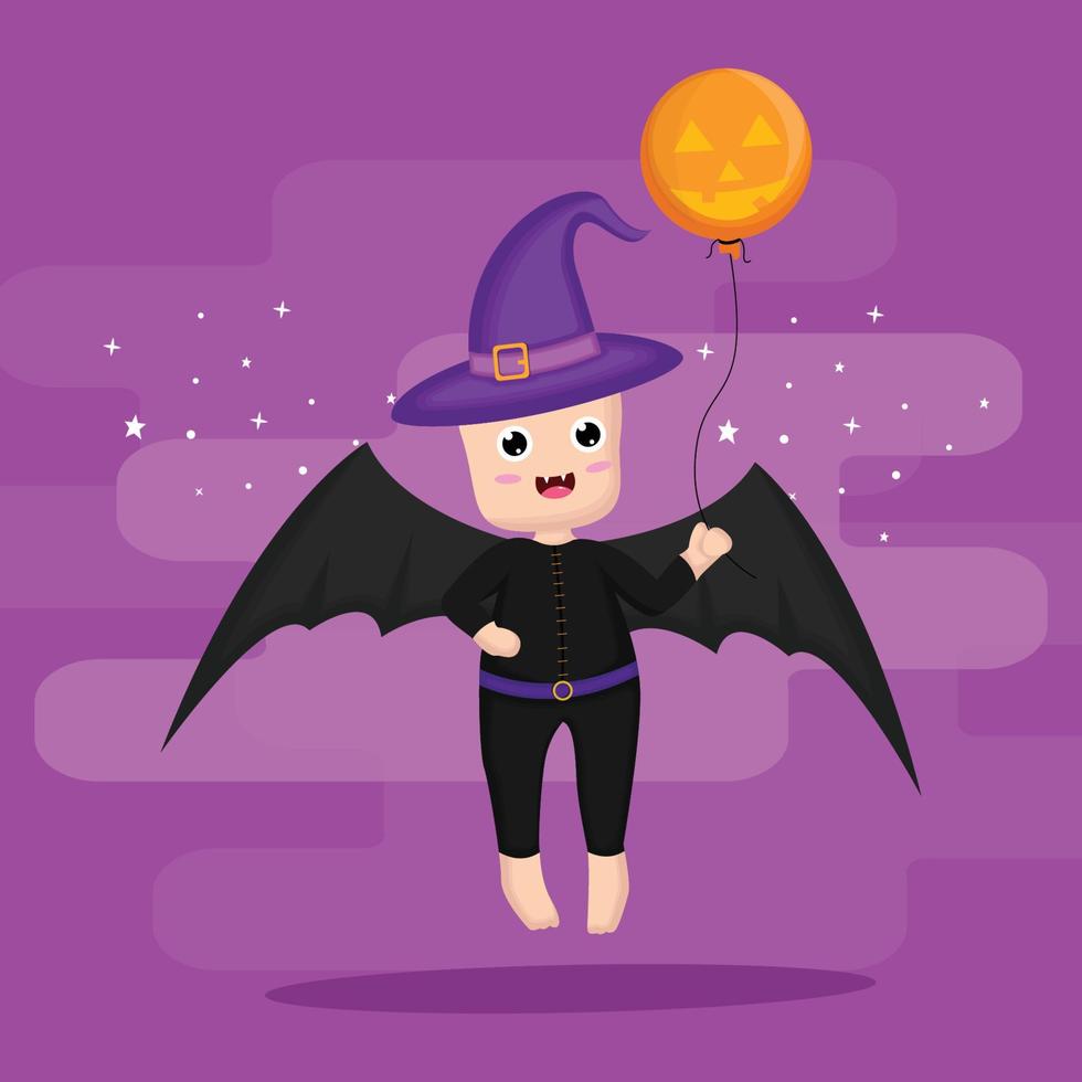 lindo, batman, halloween, carácter, vector, ilustración vector