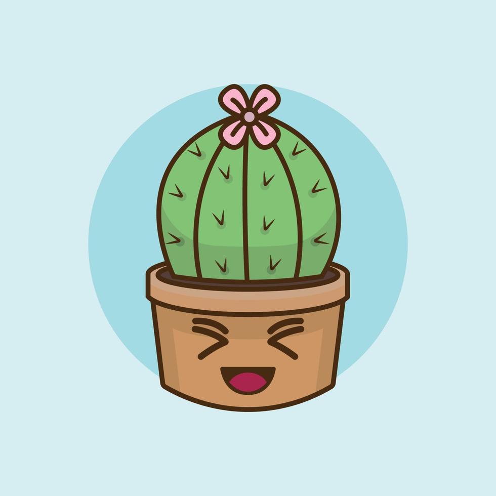 cute cactus character design free vector