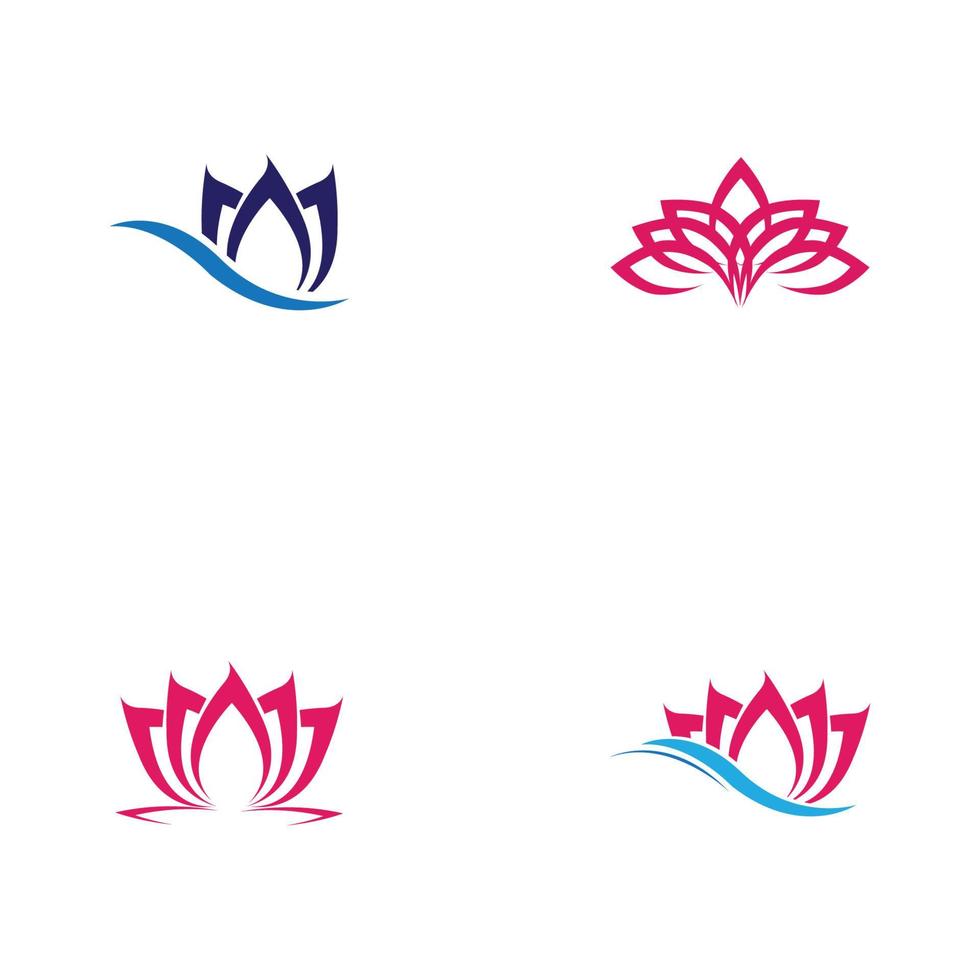 set of beautiful lotus flower vector