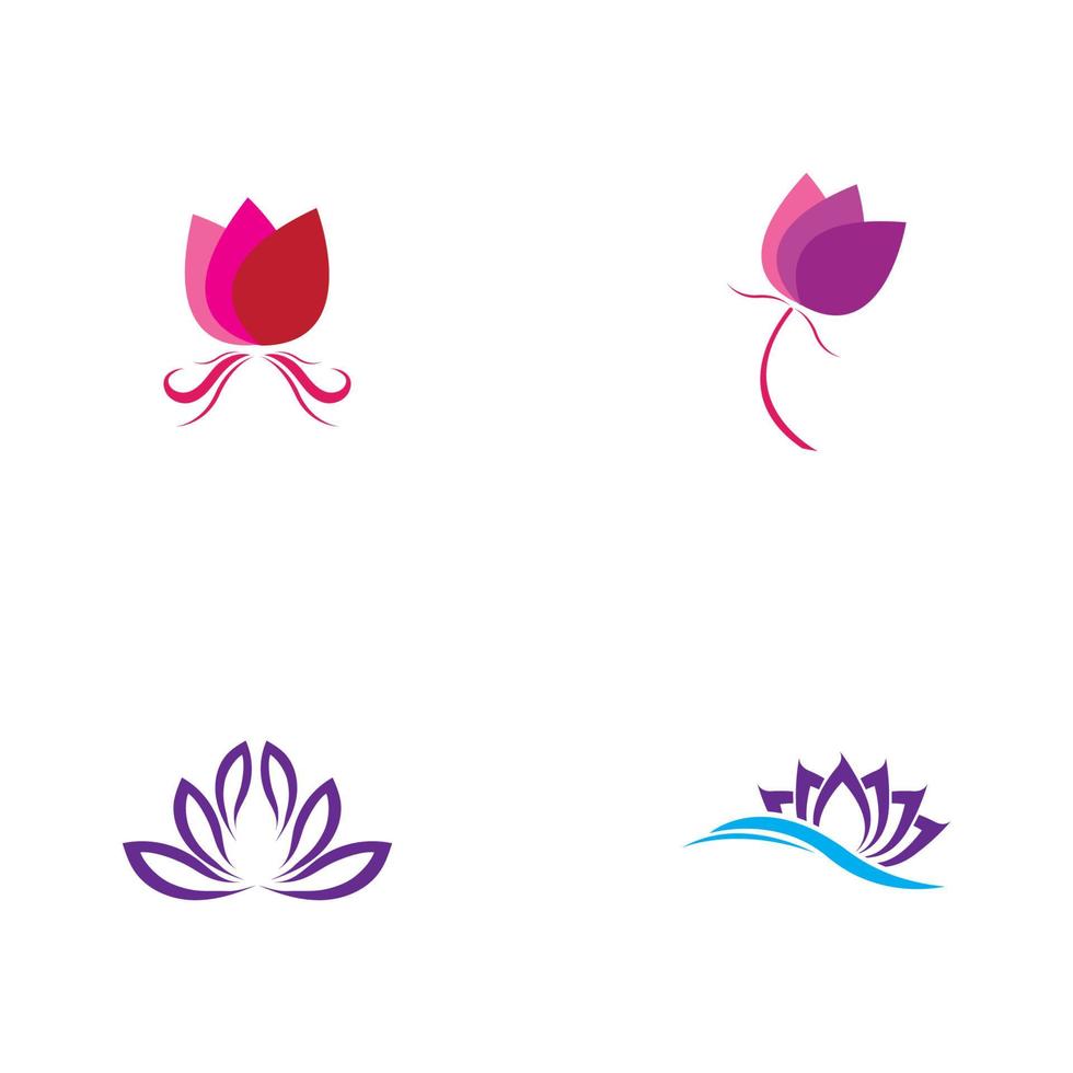 set of beautiful lotus flower vector