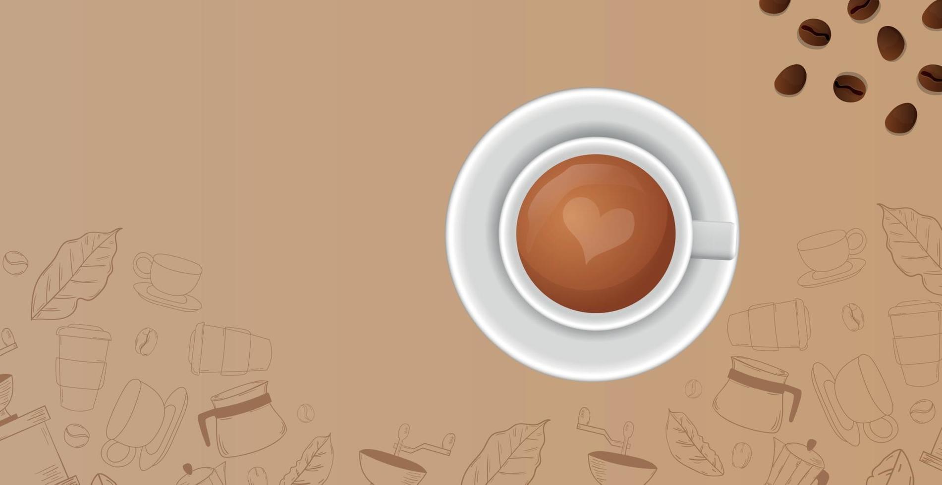 Fondo de café con taza de café realista - vector