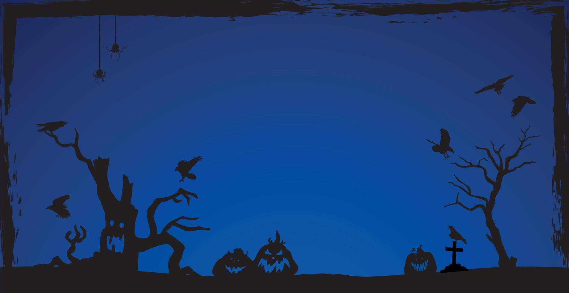 Scary gloomy dark blue halloween background - Vector