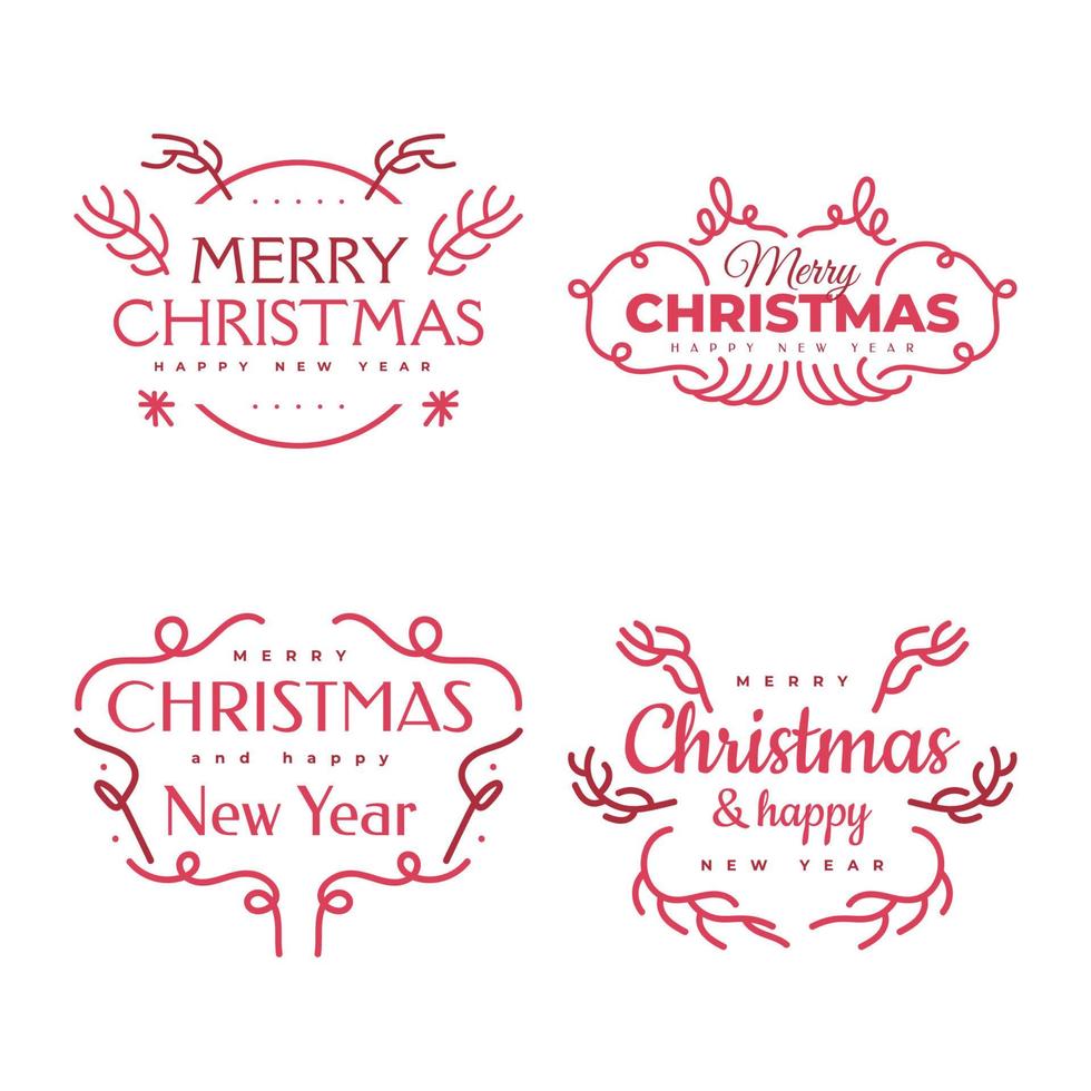 Feliz Navidad y feliz año nuevo diseño de letras para tarjeta, pancarta o póster. feliz navidad conjunto de tipografía vector