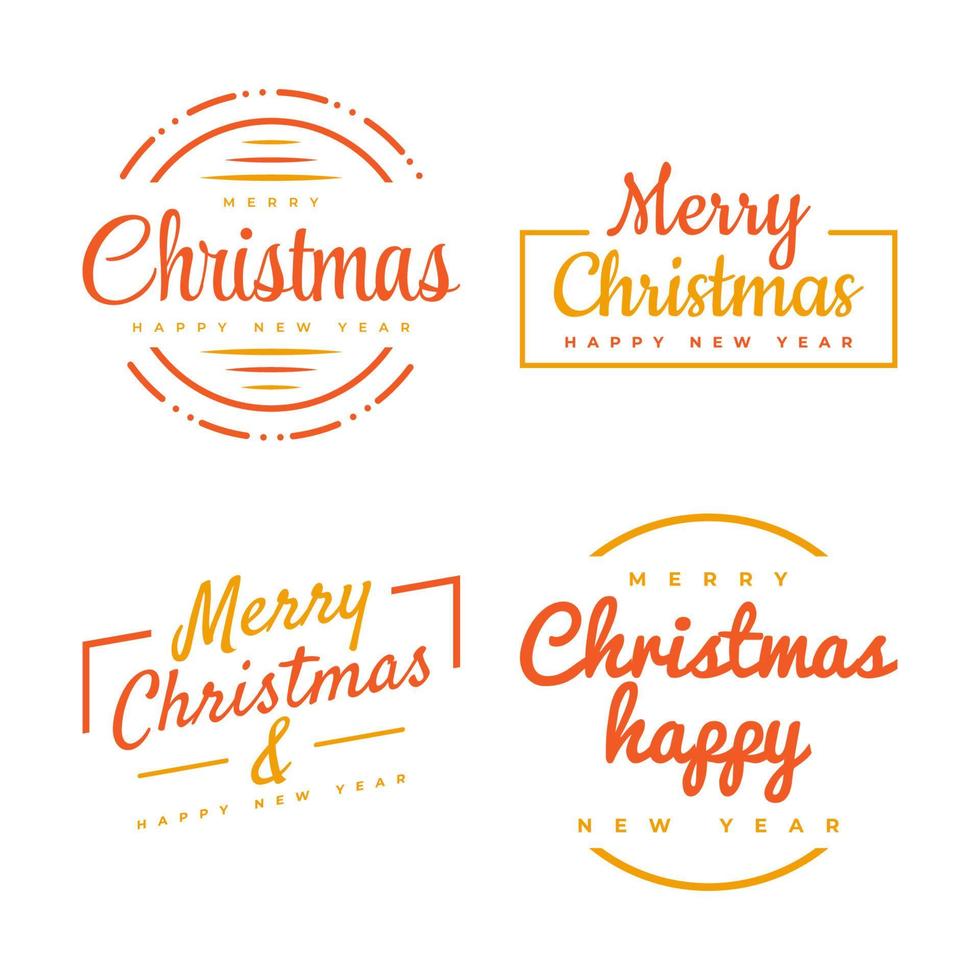 Merry Christmas and Happy New Year Lettering Design for Card, Banner or Poster. Merry Christmas Typography Set vector