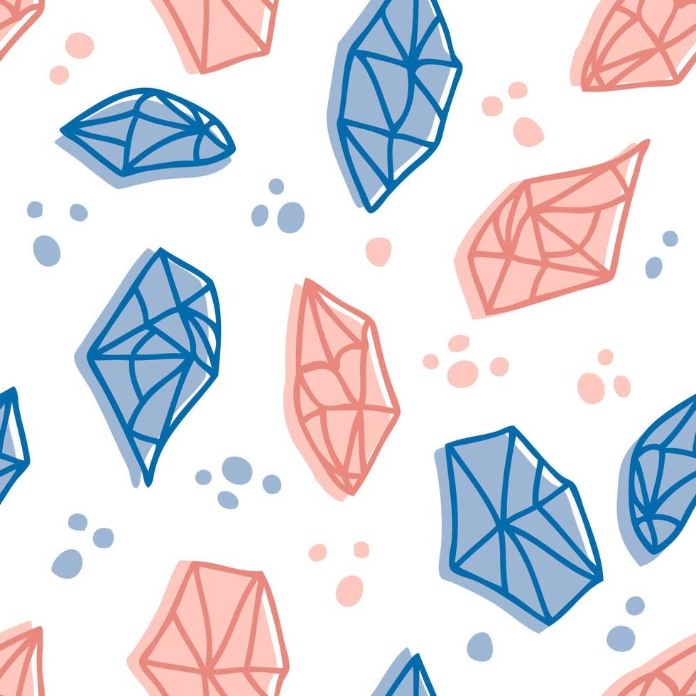 Doodle crystal seamless pattern with spots. vector