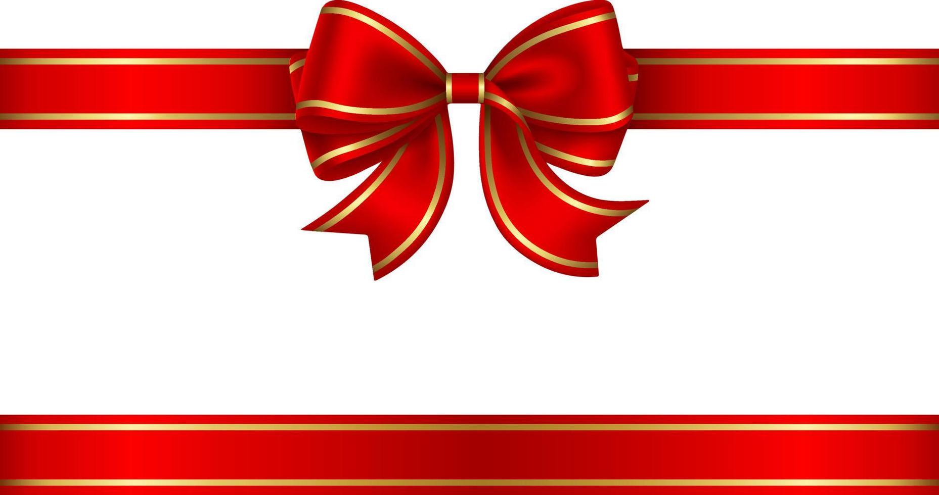 red bow and ribbon with gold edging vector