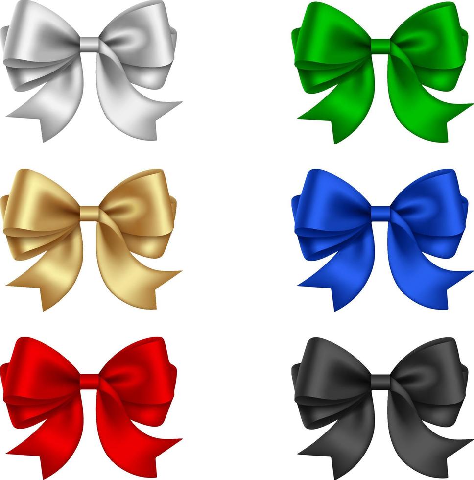 set of isolated colorful bows vector