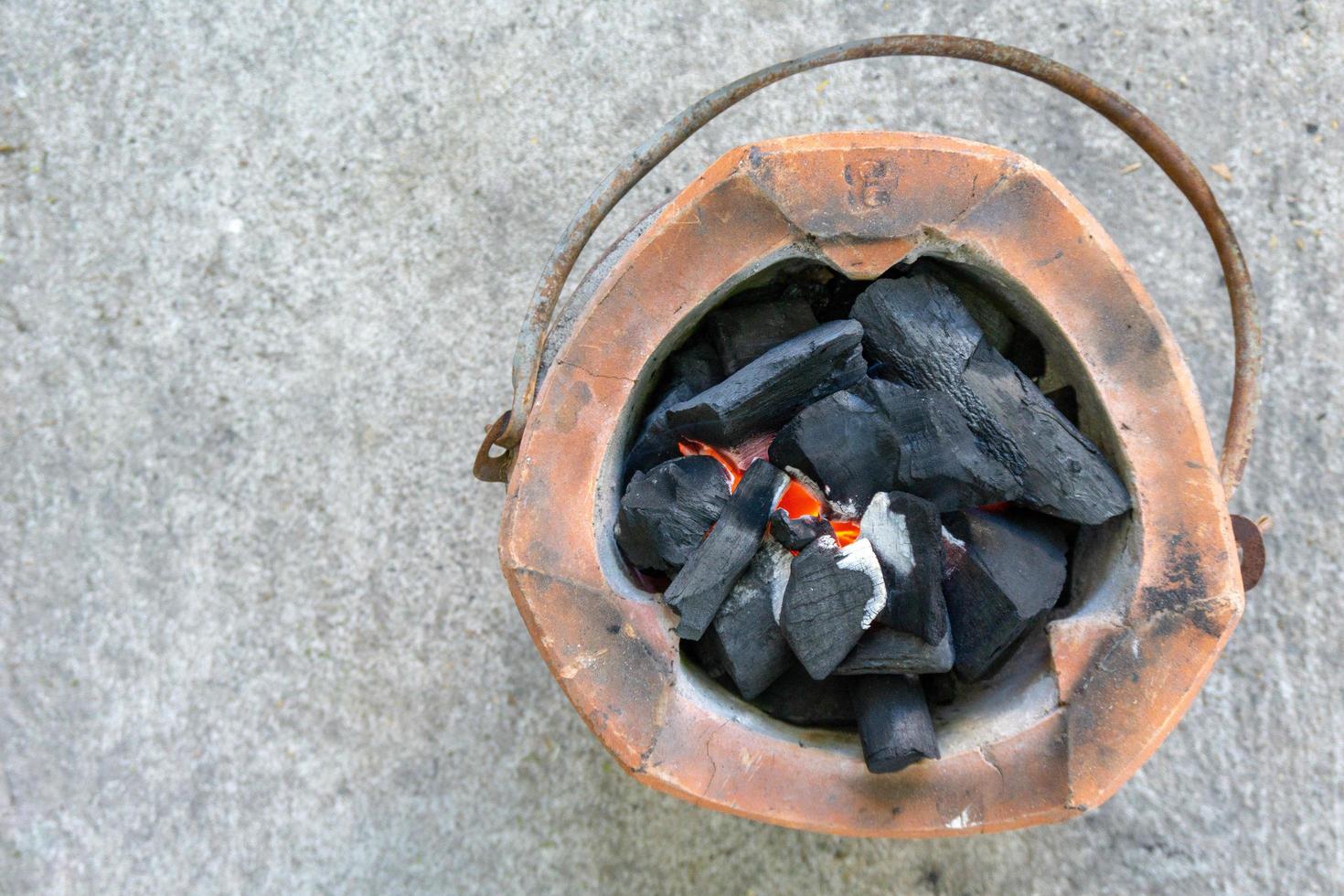 Top view charcoal stove with copy space photo