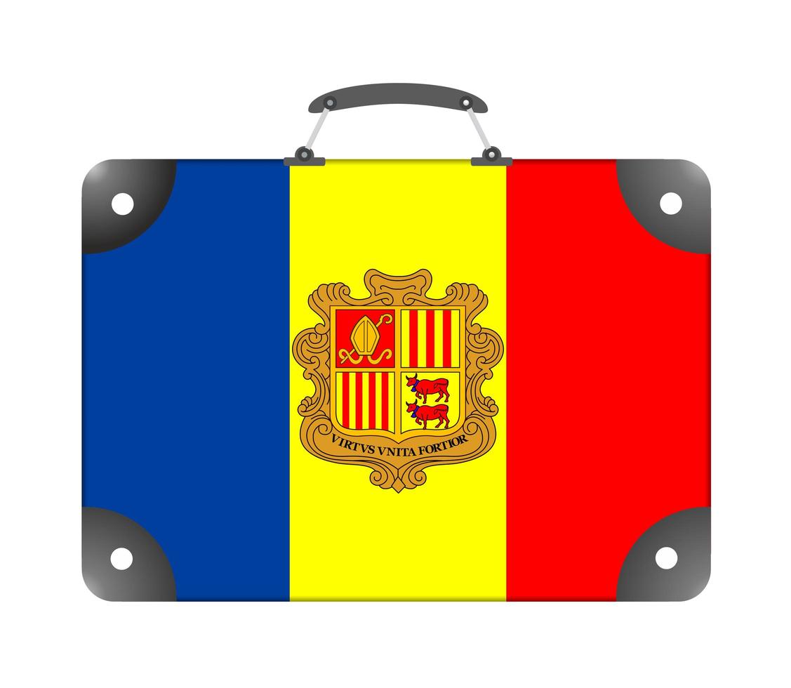 Andorra country flag in the form of a travel suitcase on a white background photo