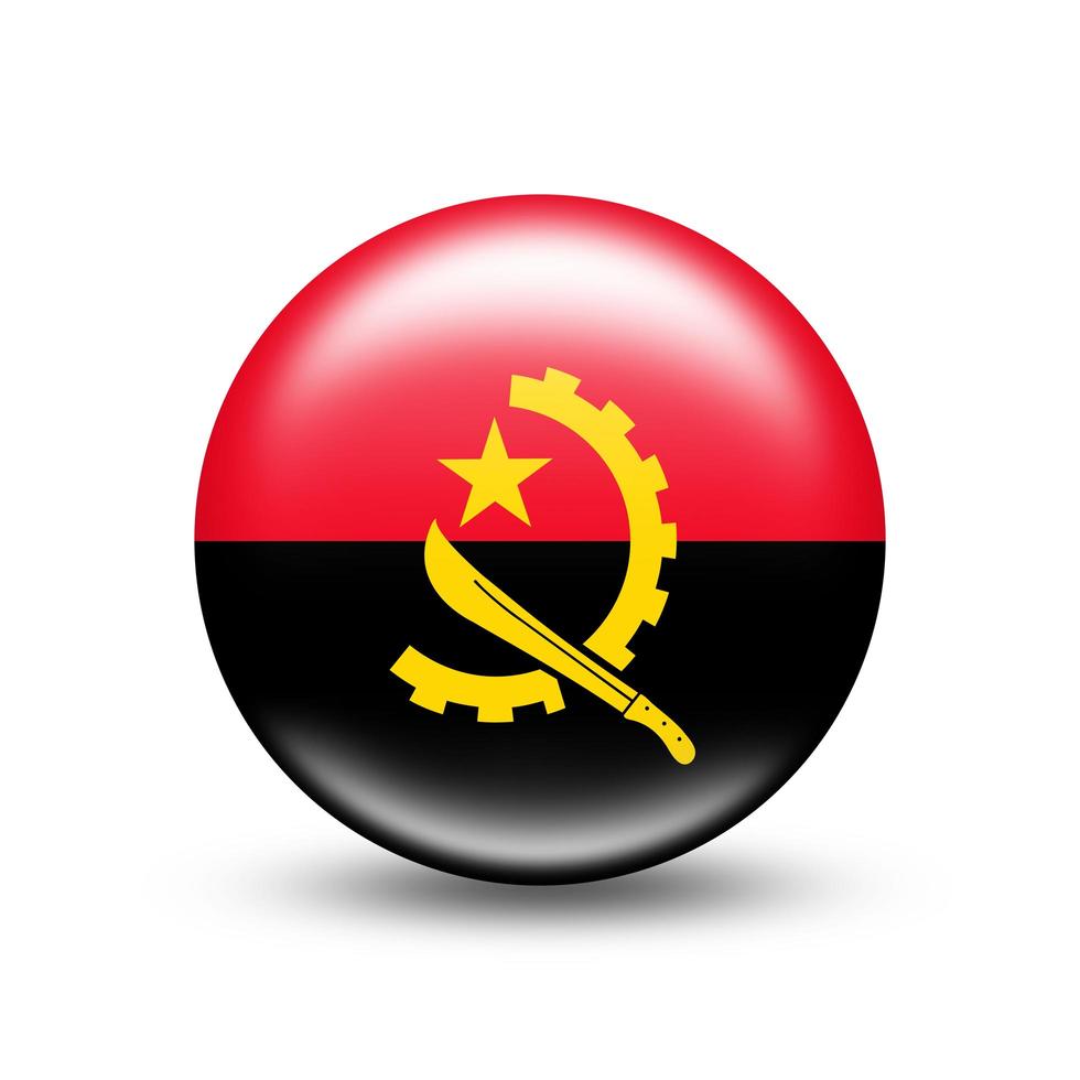La bandera del país de Angola en esfera con sombra foto