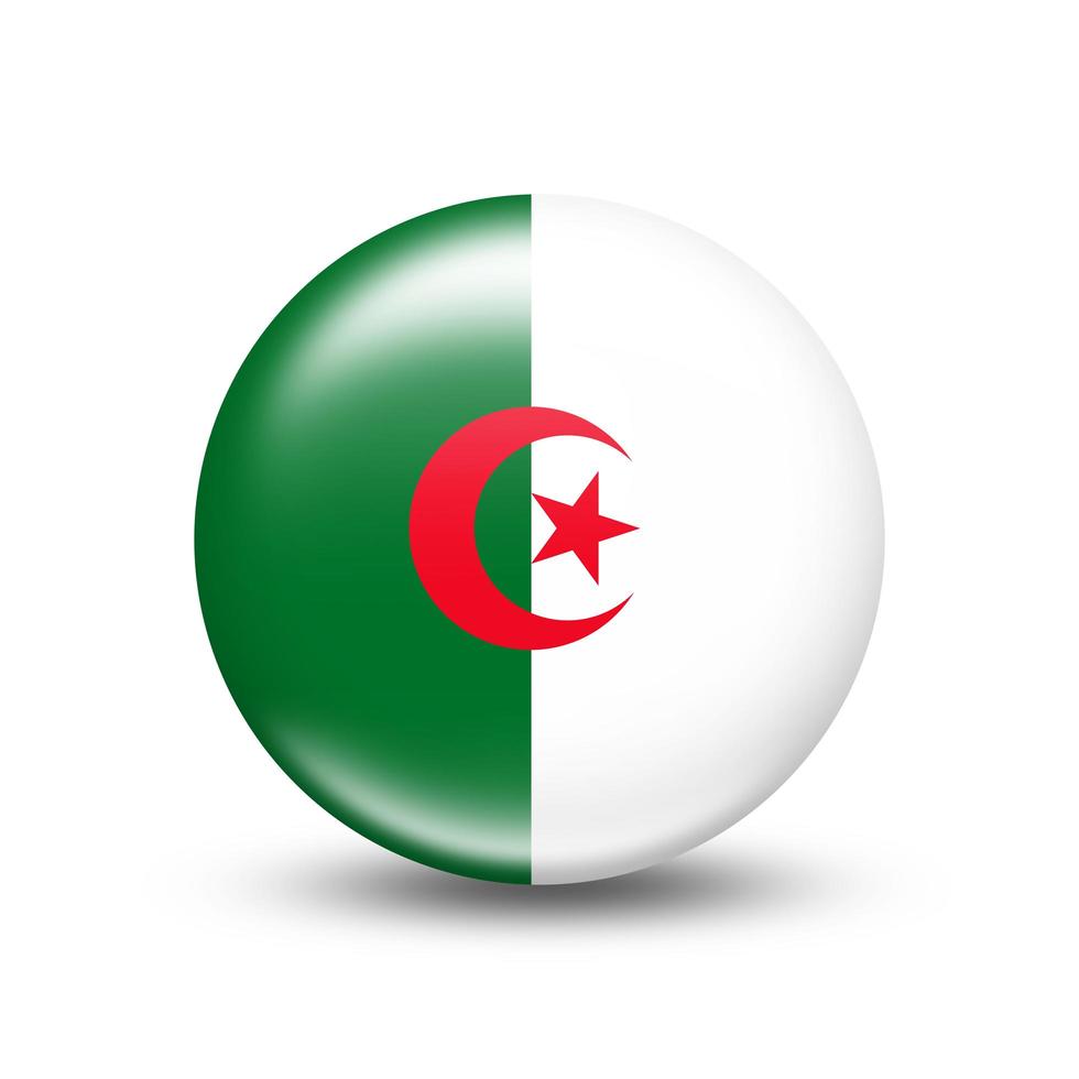 La bandera del país de Argelia en esfera con sombra foto