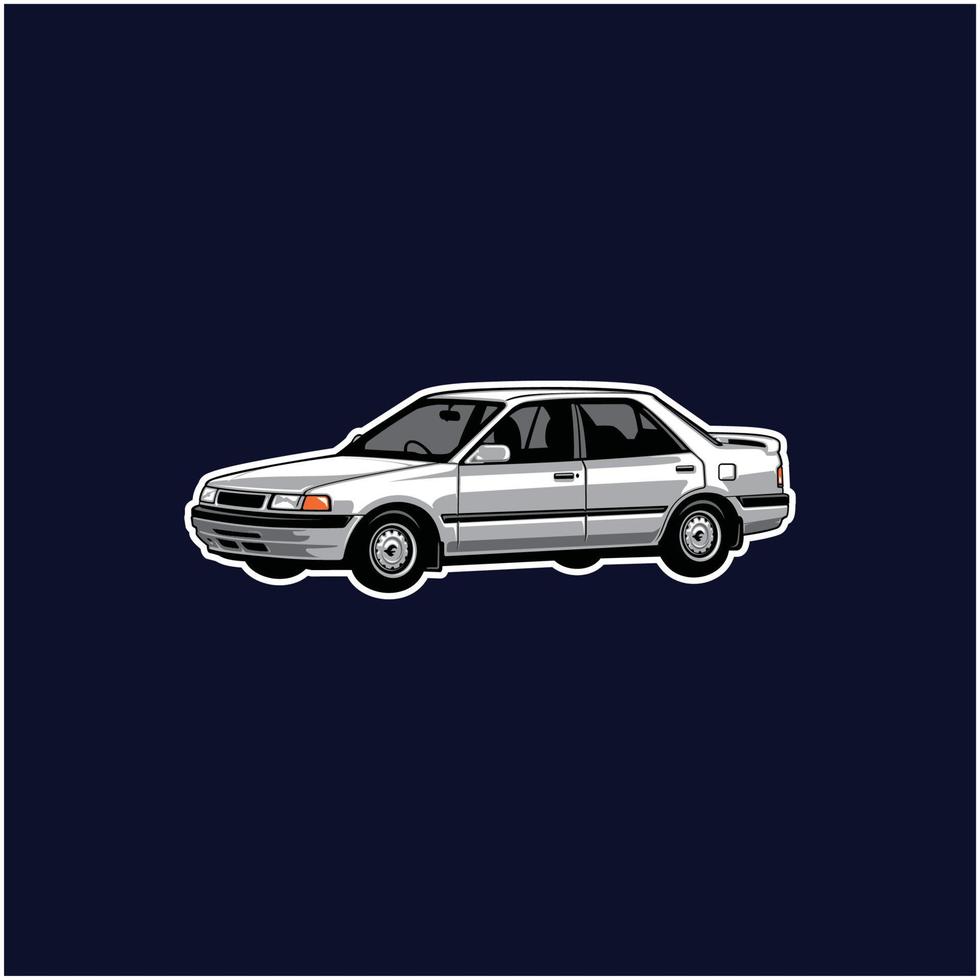 white sedan car isolated vector