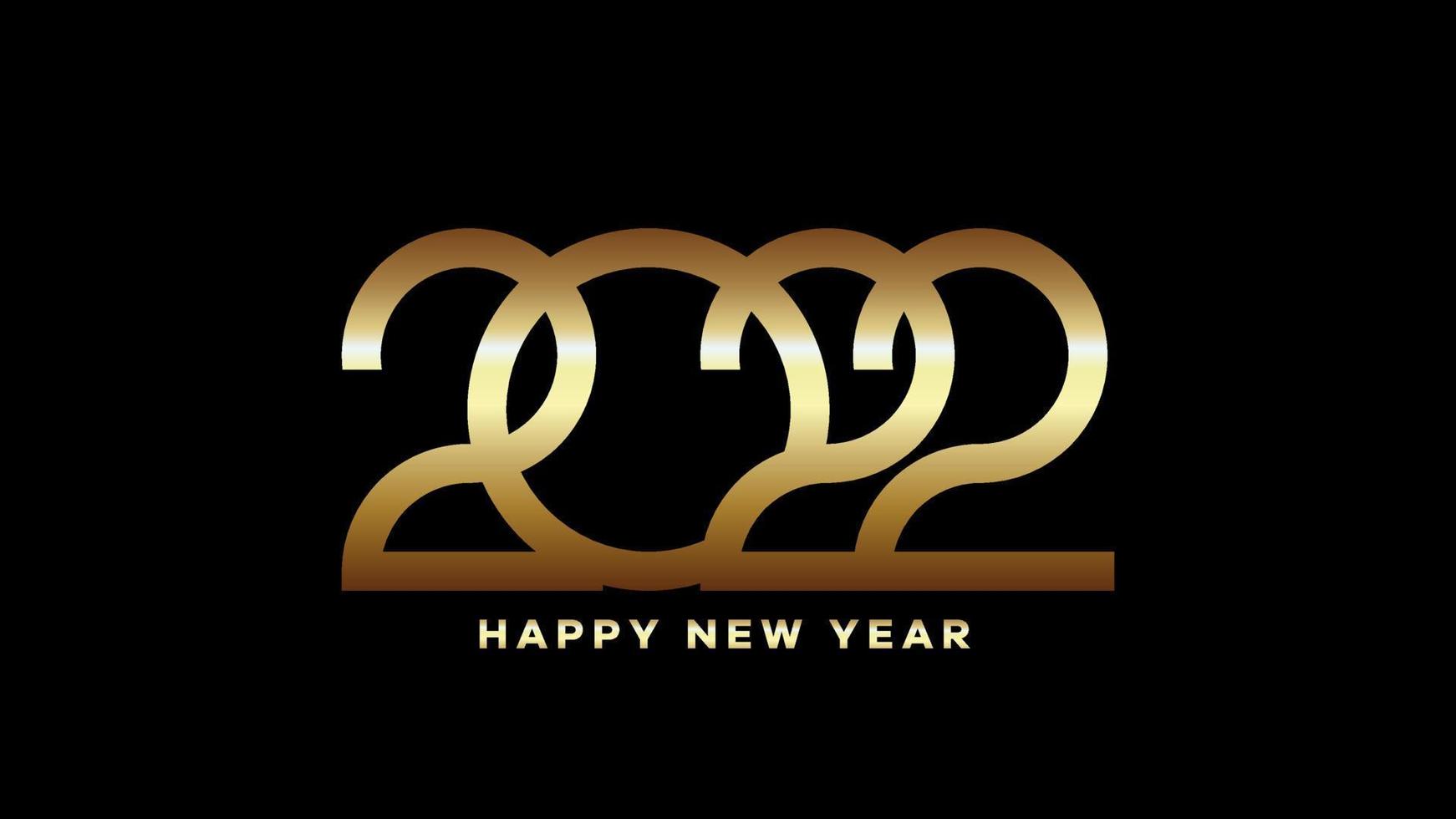 Happy new year 2022 text gold color vector