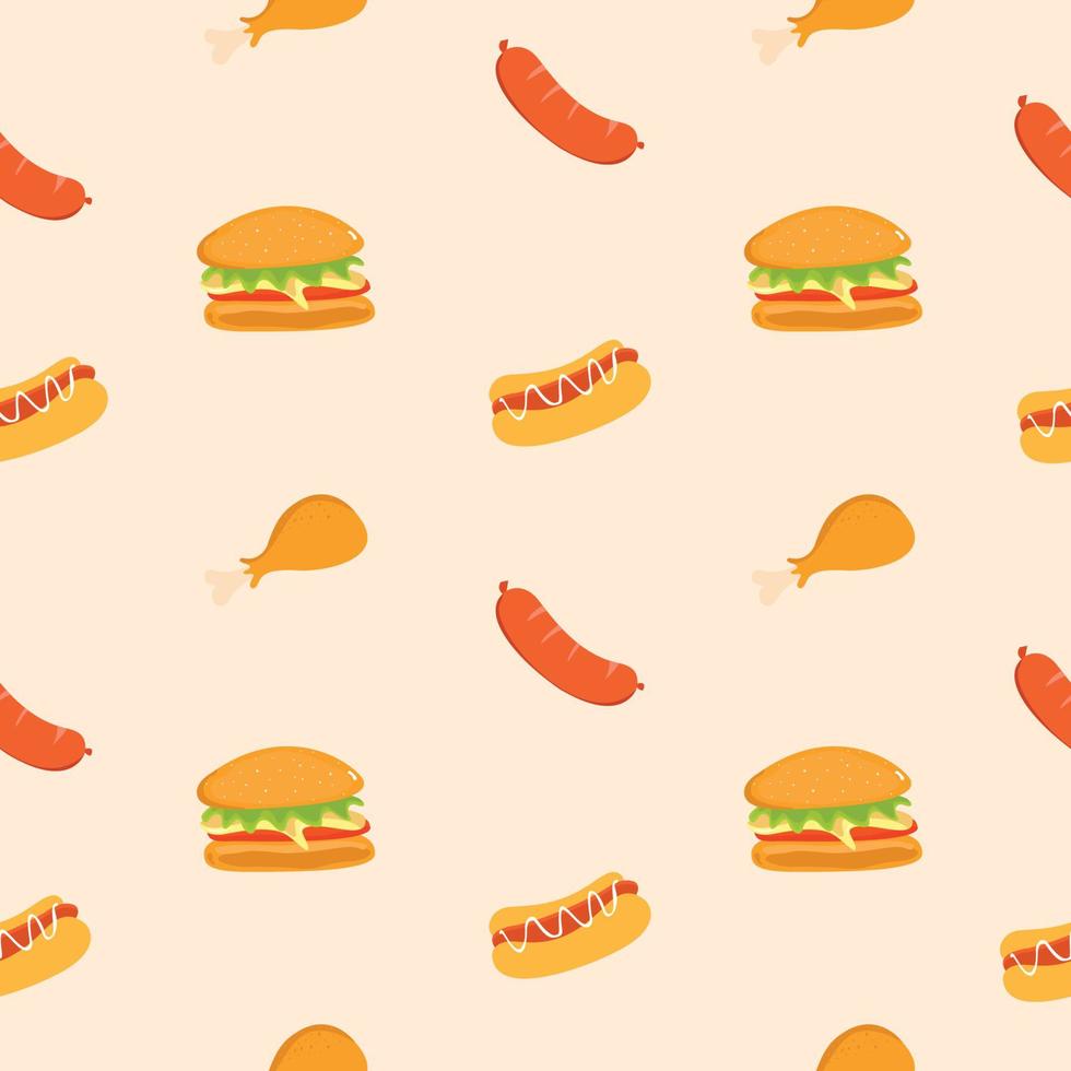 Seamless Pattern with Fast Food vector