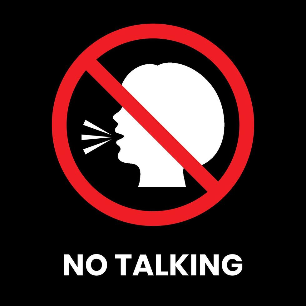 No Talking Sign Sticker woman clip art with text inscription on isolated background vector