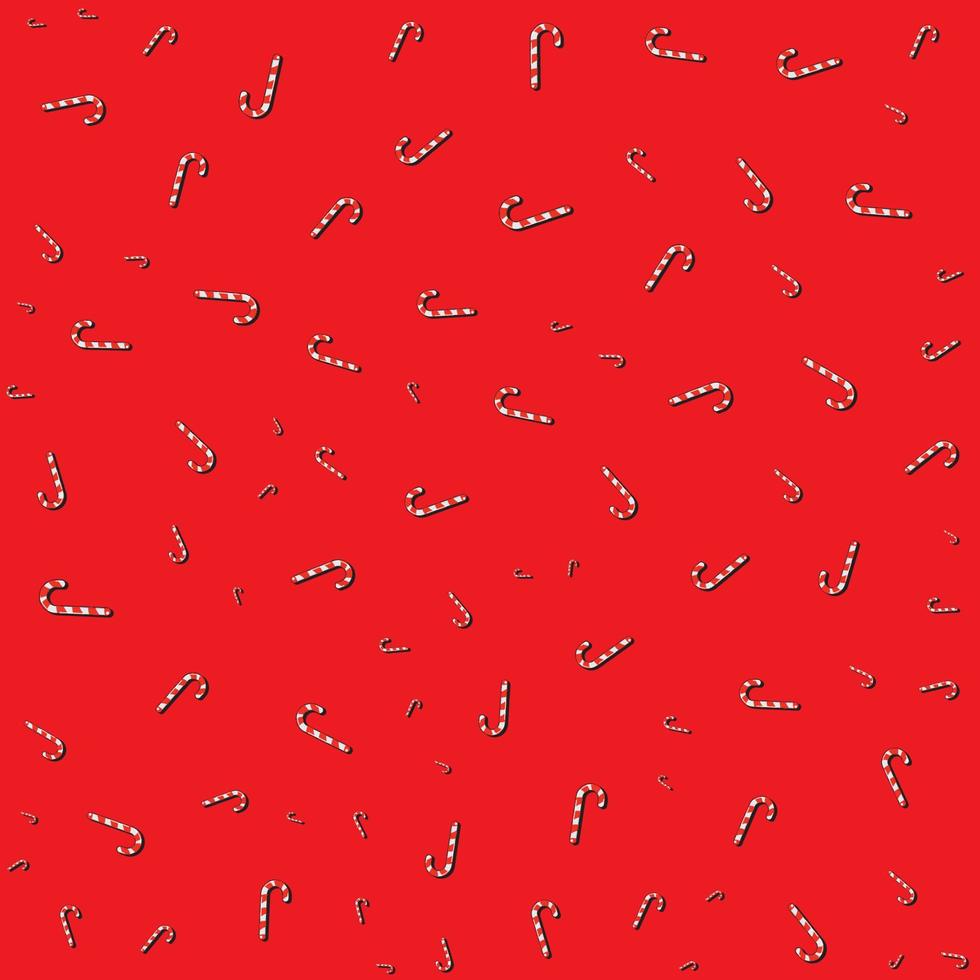 Realistic candy cane isolated on transparent backdrop. Vector illustration. Top view on icon. Template for greeting card on Christmas and New Year.