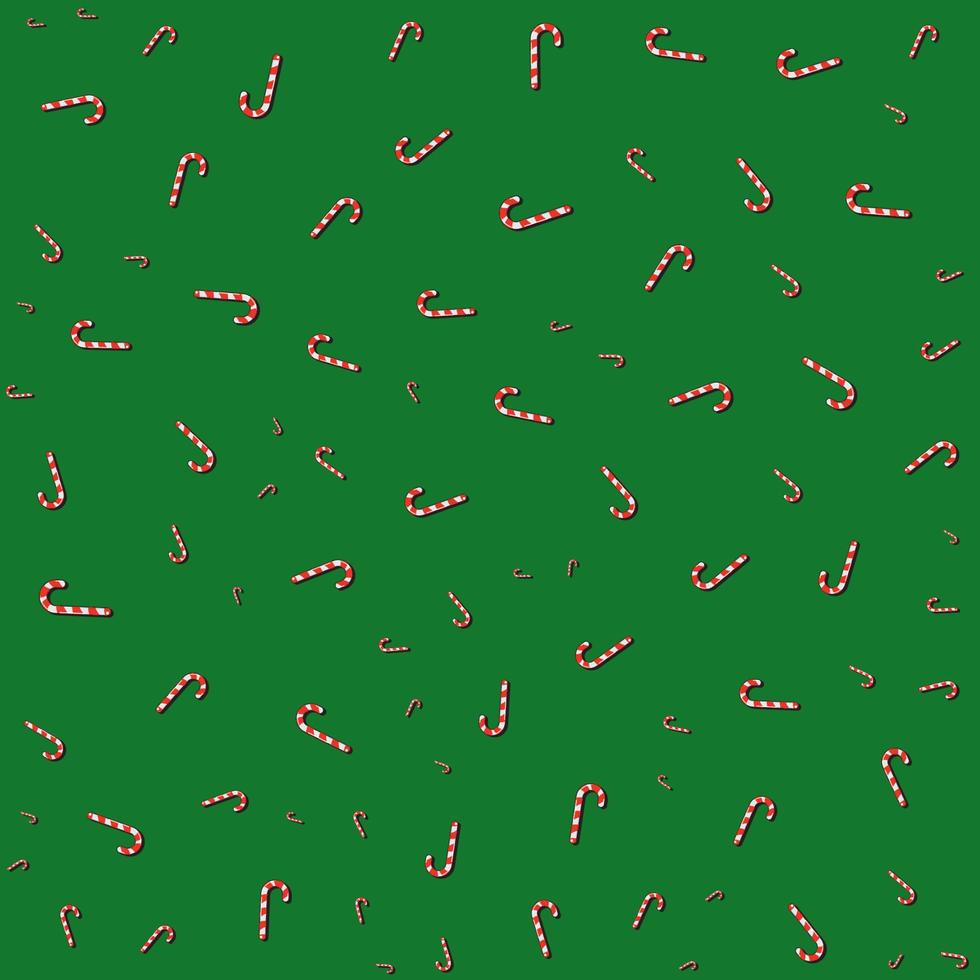 Realistic candy cane isolated on transparent backdrop. Vector illustration. Top view on icon. Template for greeting card on Christmas and New Year.
