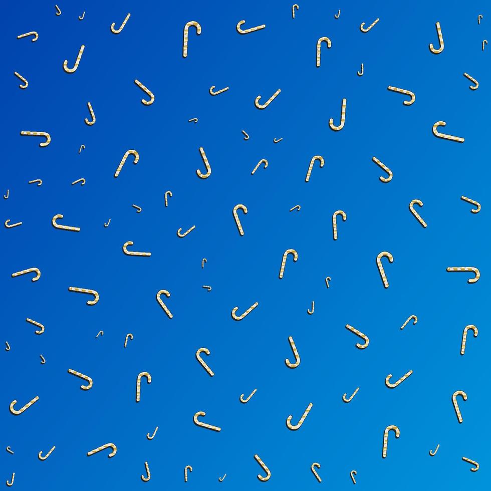 Realistic candy cane isolated on transparent backdrop. Vector illustration. Top view on icon. Template for greeting card on Christmas and New Year.