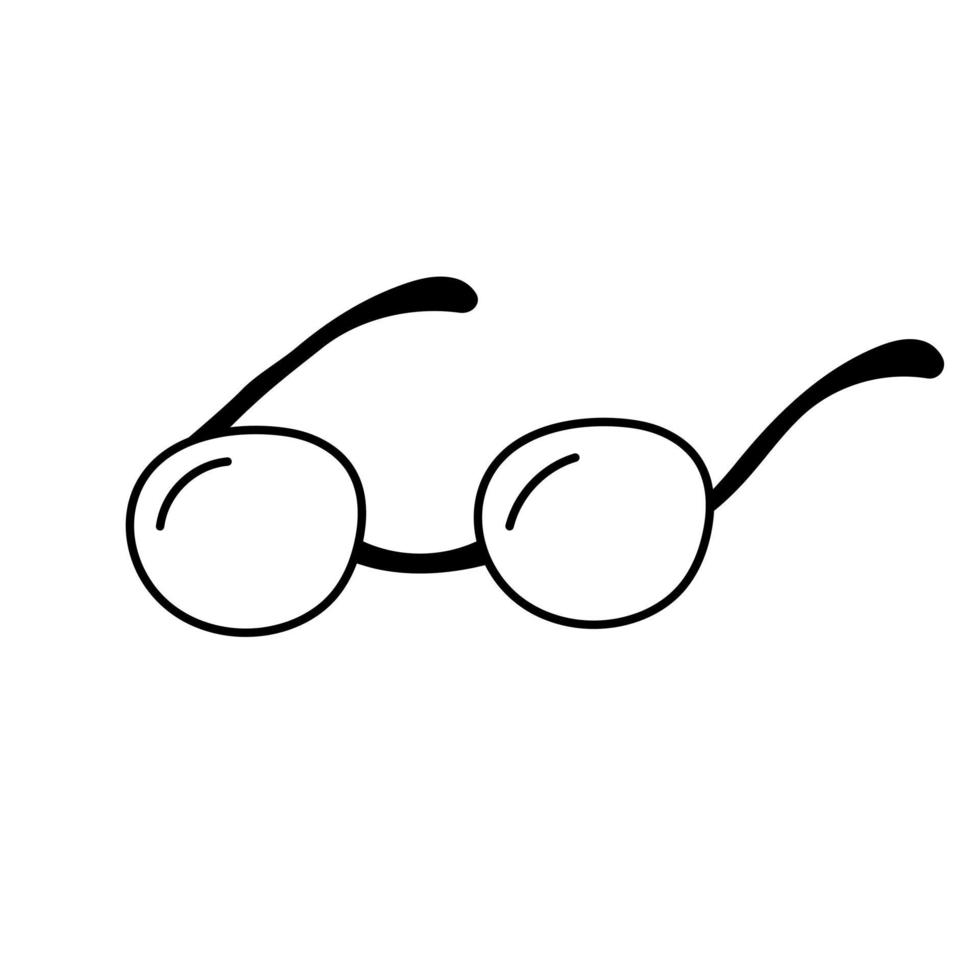 Glasses line icon in doodle style. Vector illustration.