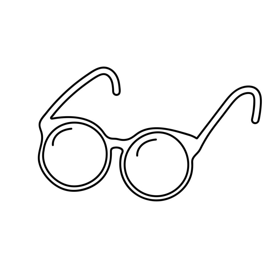 Glasses line icon in doodle style. Vector illustration.