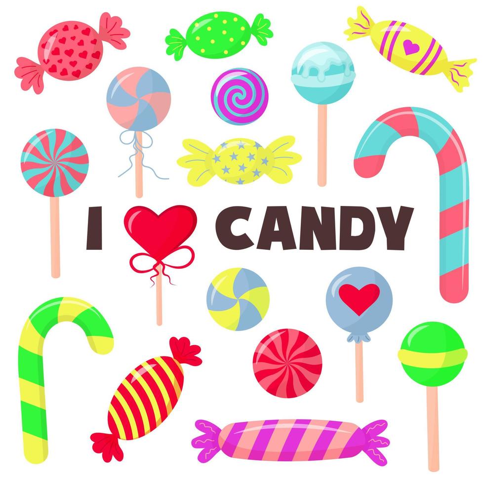 dulces y caramelos en estilo de dibujos animados. 3586453 Vector en Vecteezy