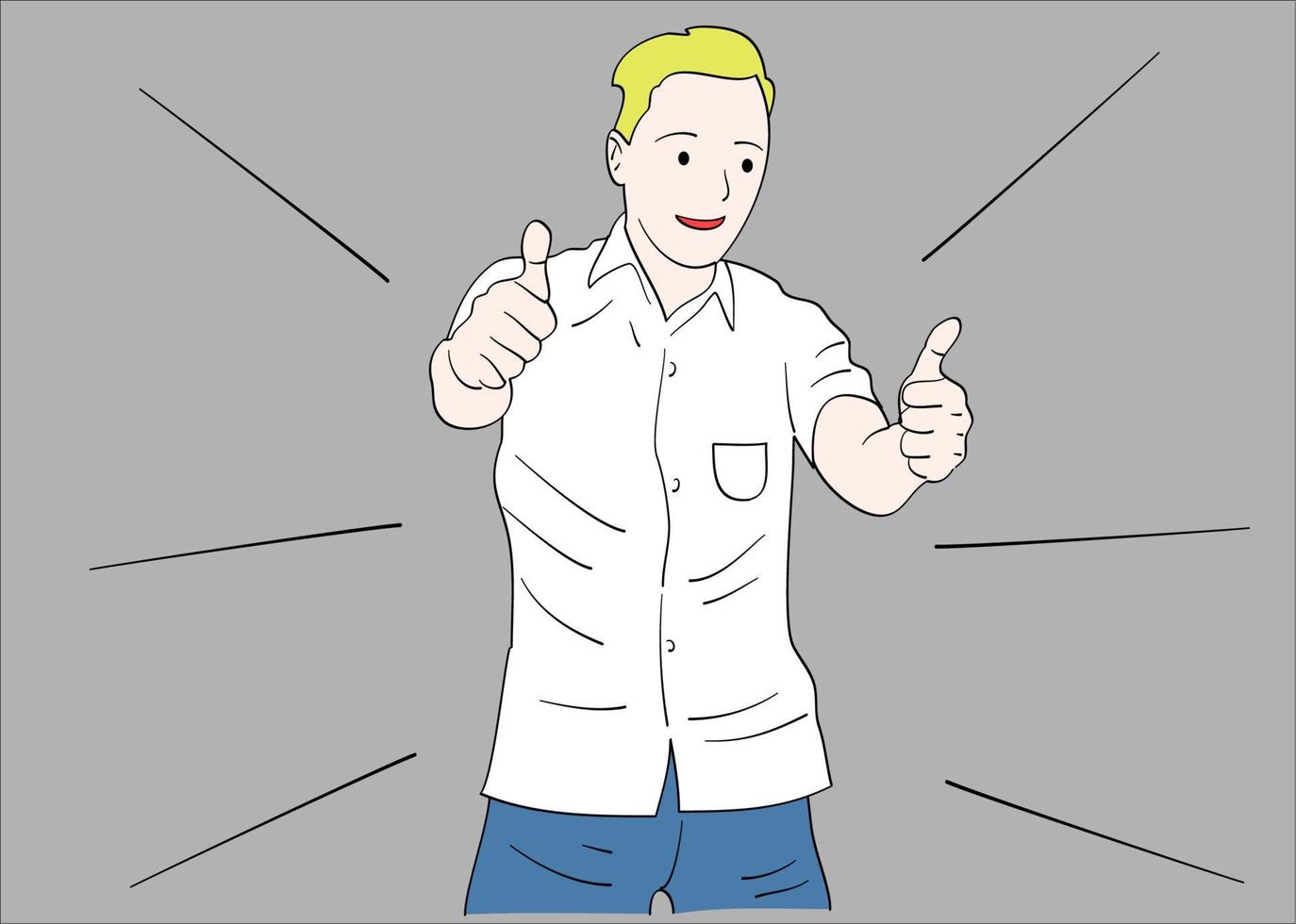 Man holding up two thumbs up vector