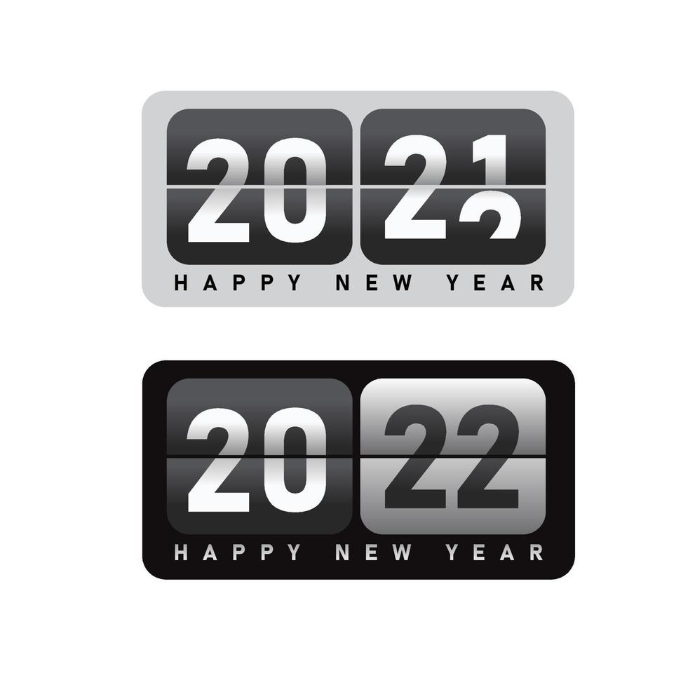 Happy New Year 2022 mechanical flip clock design vector