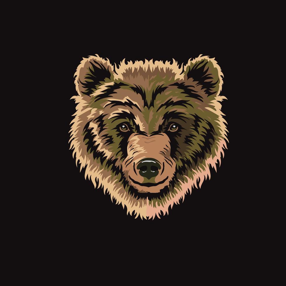 Ilustración de vector de cabeza de oso pardo grizzly