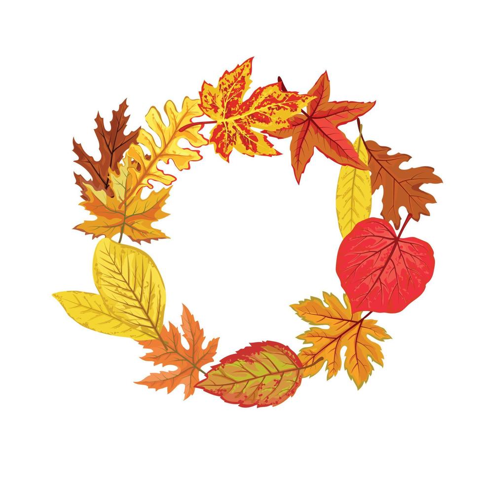 Vector Autumn Leaves Frame with white space vector