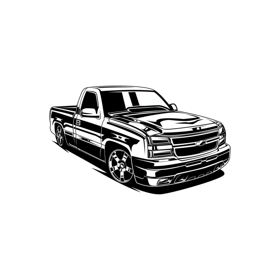 pickup truck classic silhouette side view vector