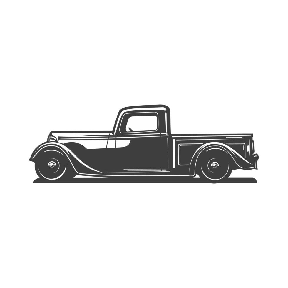 pickup truck classic silhouette vector