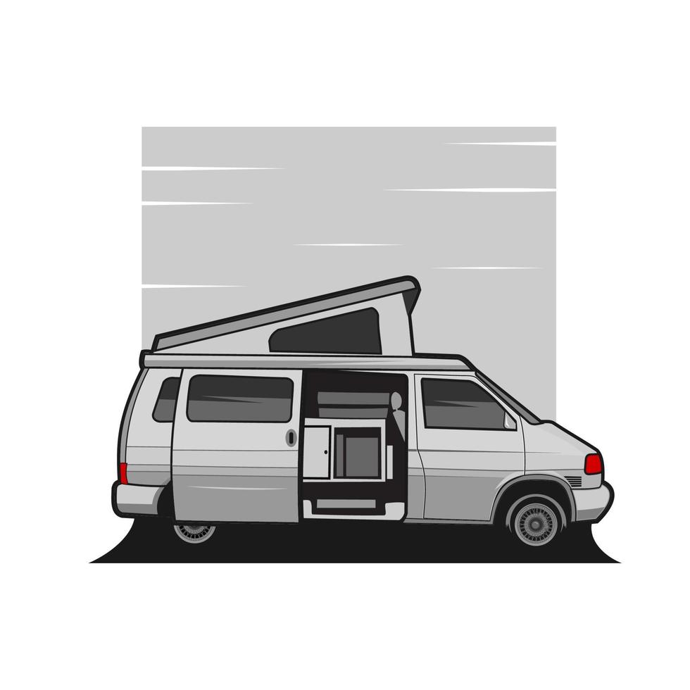 van classic adventure silhouette vector