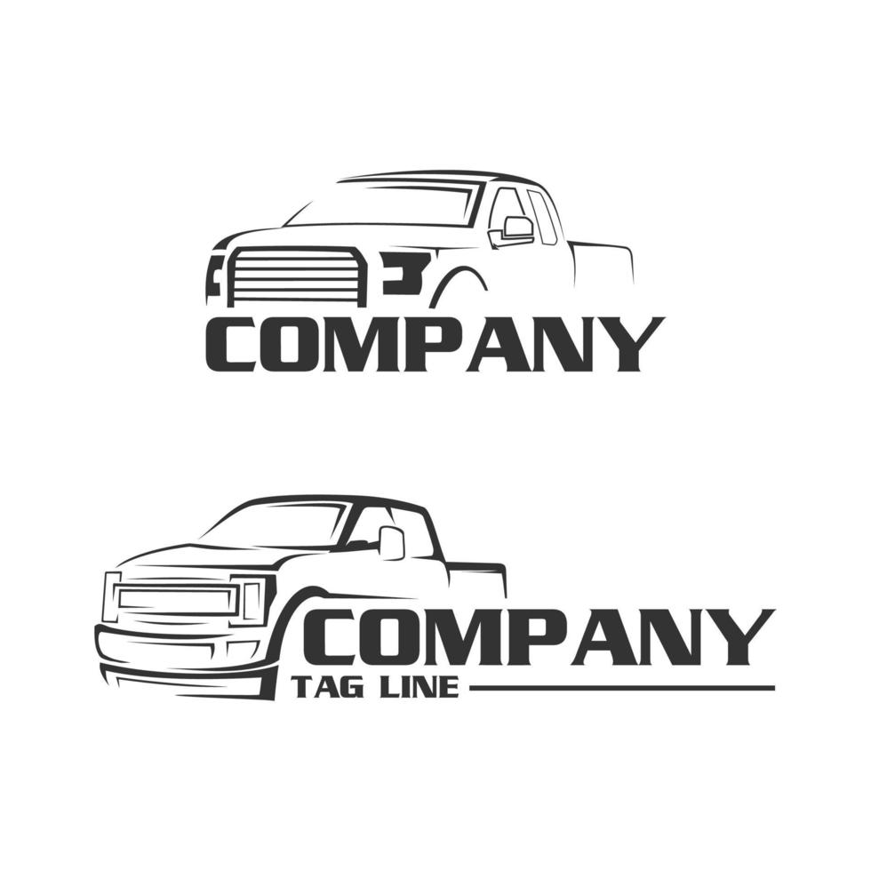pickup truck line art logo vector