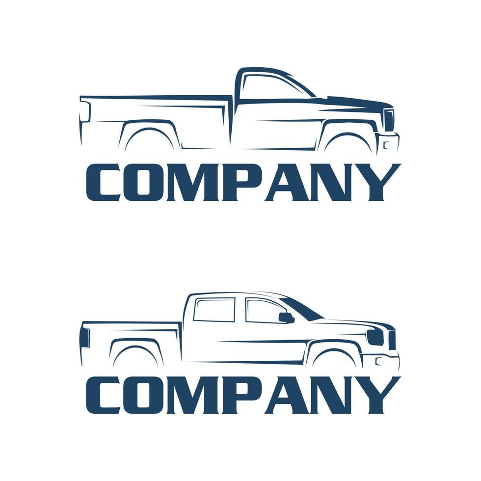 pickup truck line art logo vector